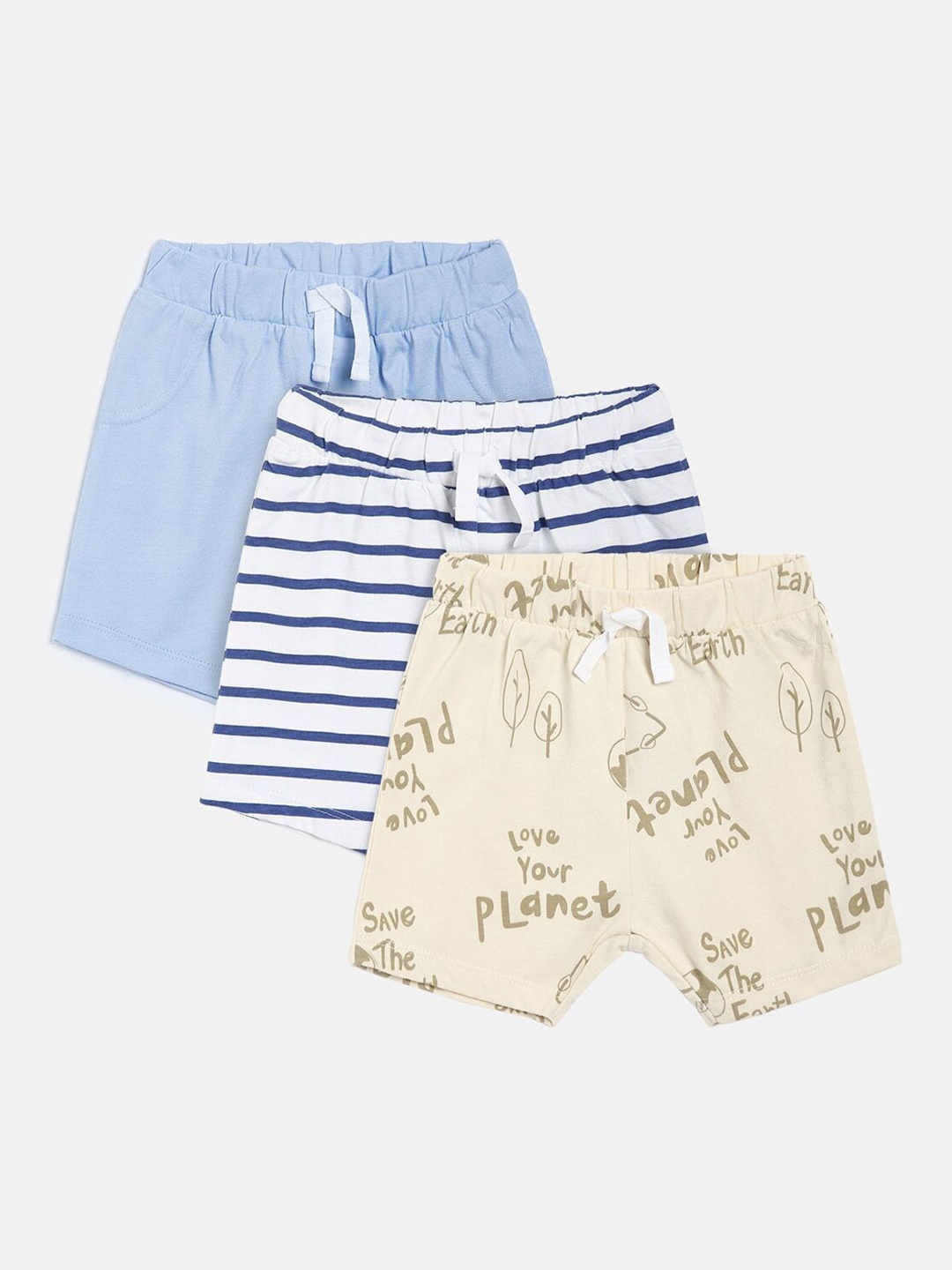 

MINI KLUB Infants Pack Of 3 Printed Mid Rise Regular Shorts, Blue