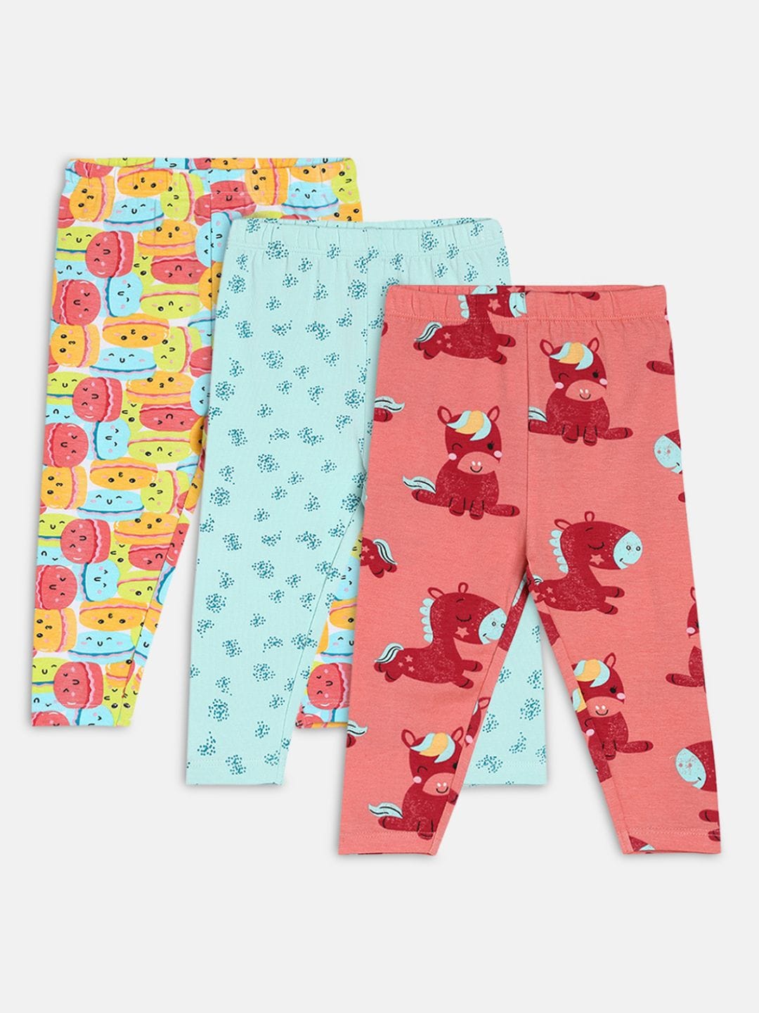 

MINI KLUB Infant Girls Pack Of 3 Printed Ankle Length Leggings, Blue