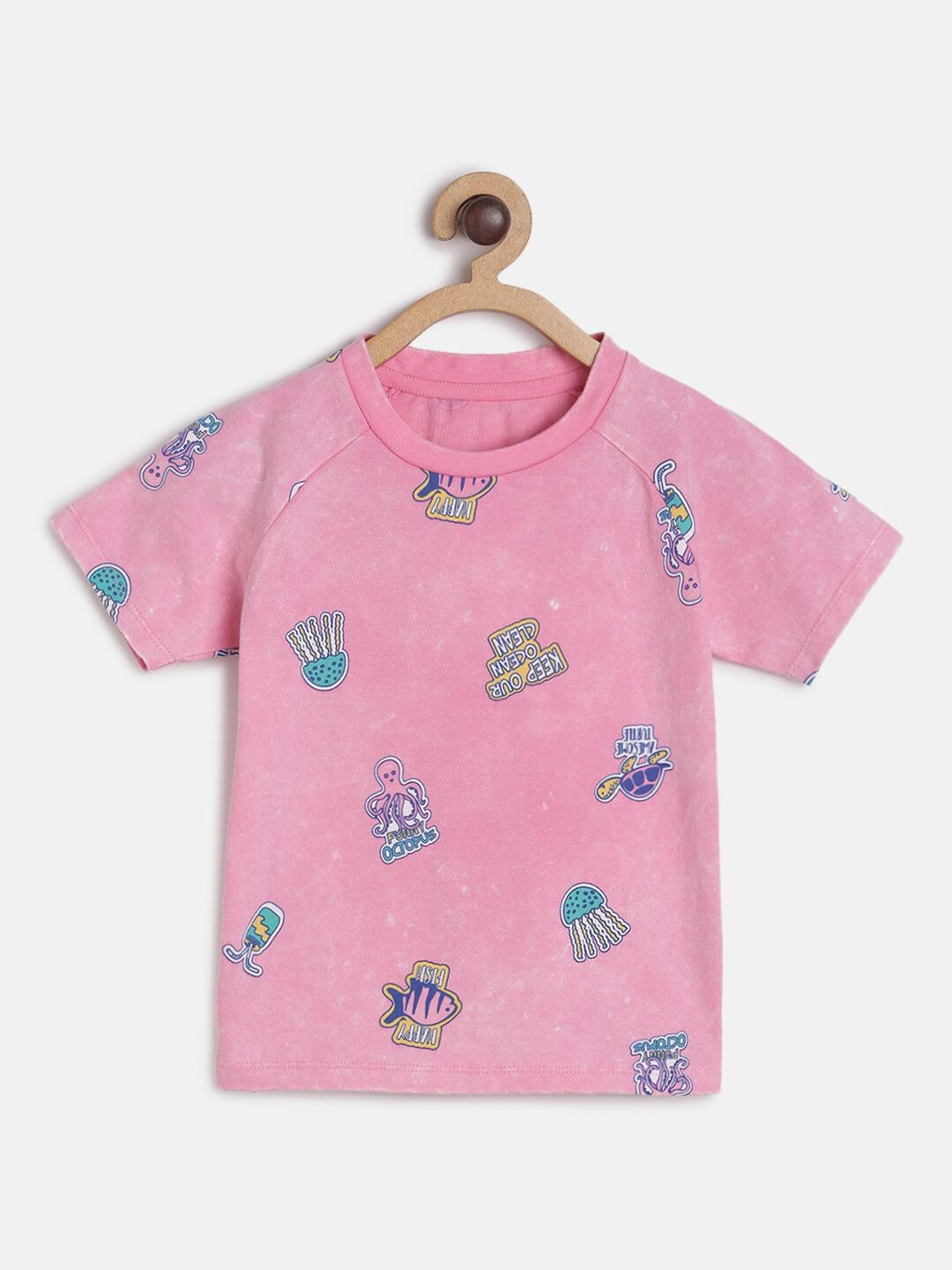 

MINI KLUB Boys Printed Cotton T-shirt, Pink