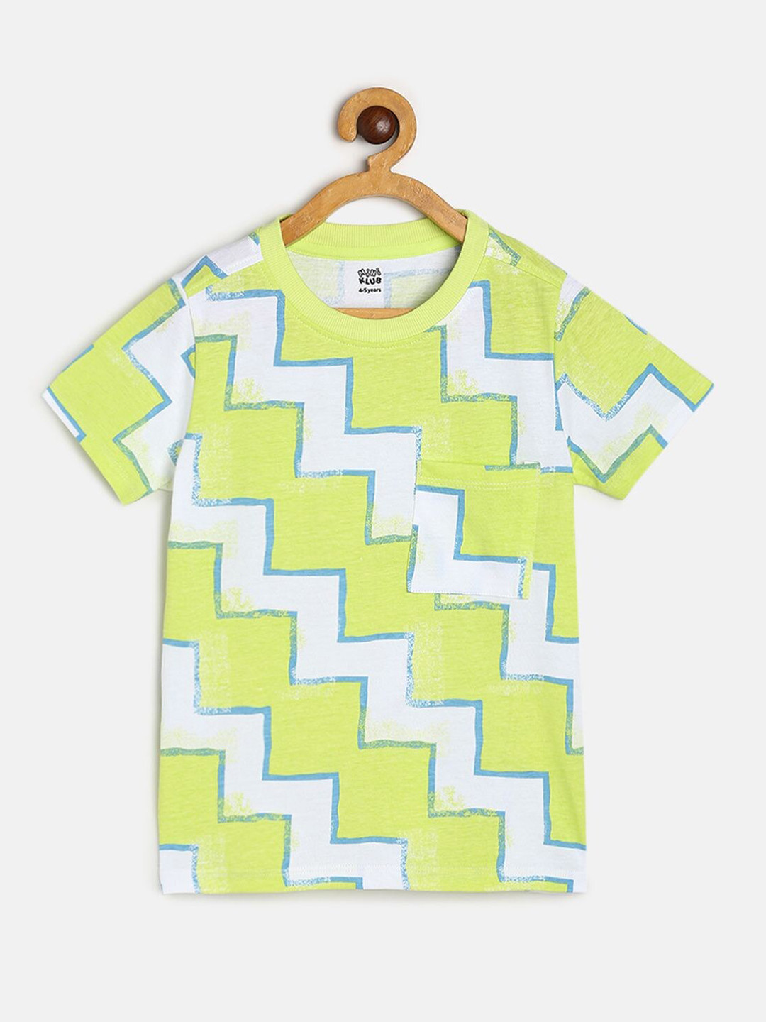 

MINI KLUB Boys Typography Printed Cotton T-shirt, Lime green