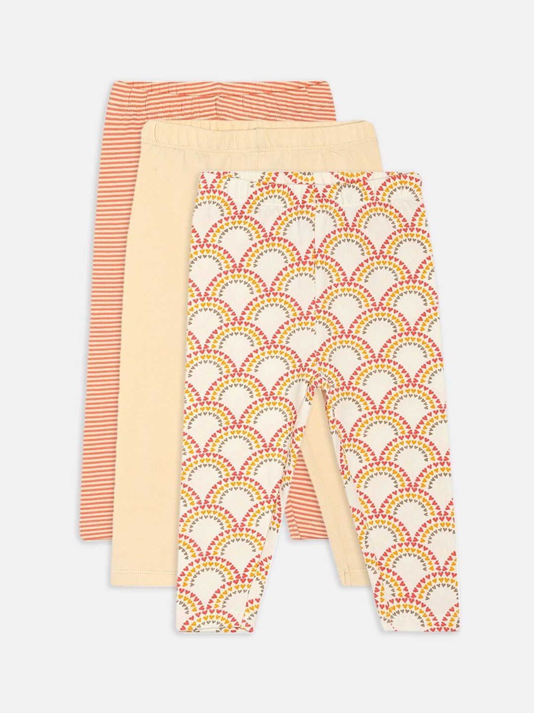 

MINI KLUB Infant Girls Pack Of 3 Printed Ankle Length Leggings, Beige