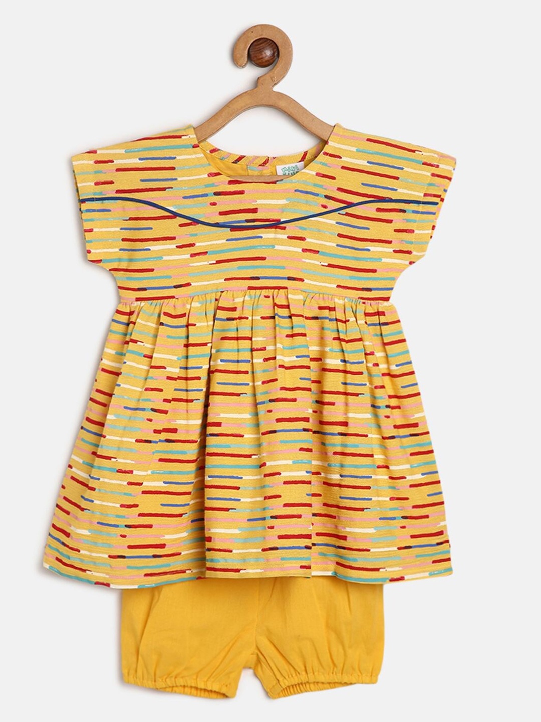 

MINI KLUB Infants Extended Sleeves Striped Flared Dress, Yellow