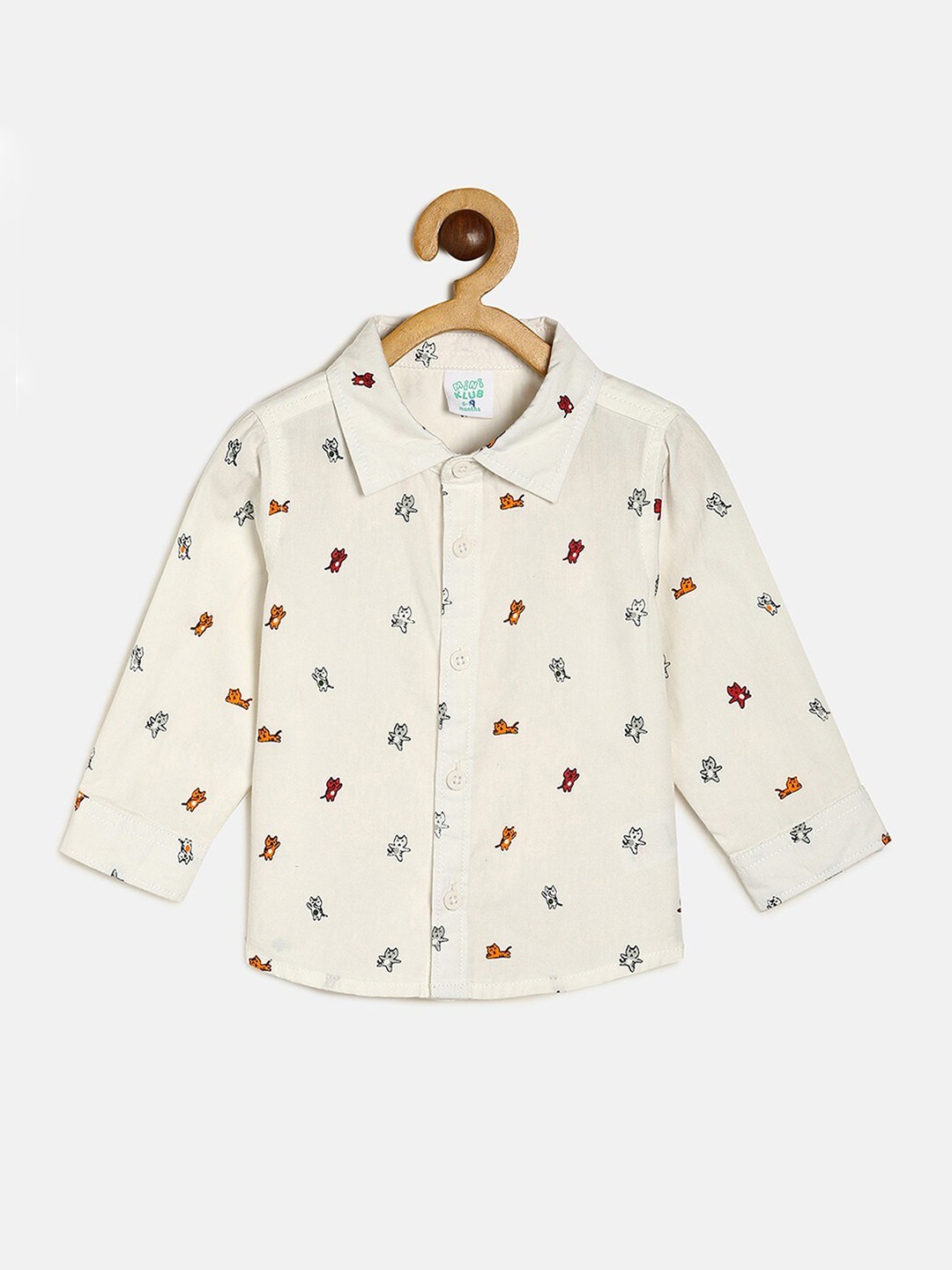 

MINI KLUB Boys Conversational Printed Casual Pure Cotton Shirt, Cream