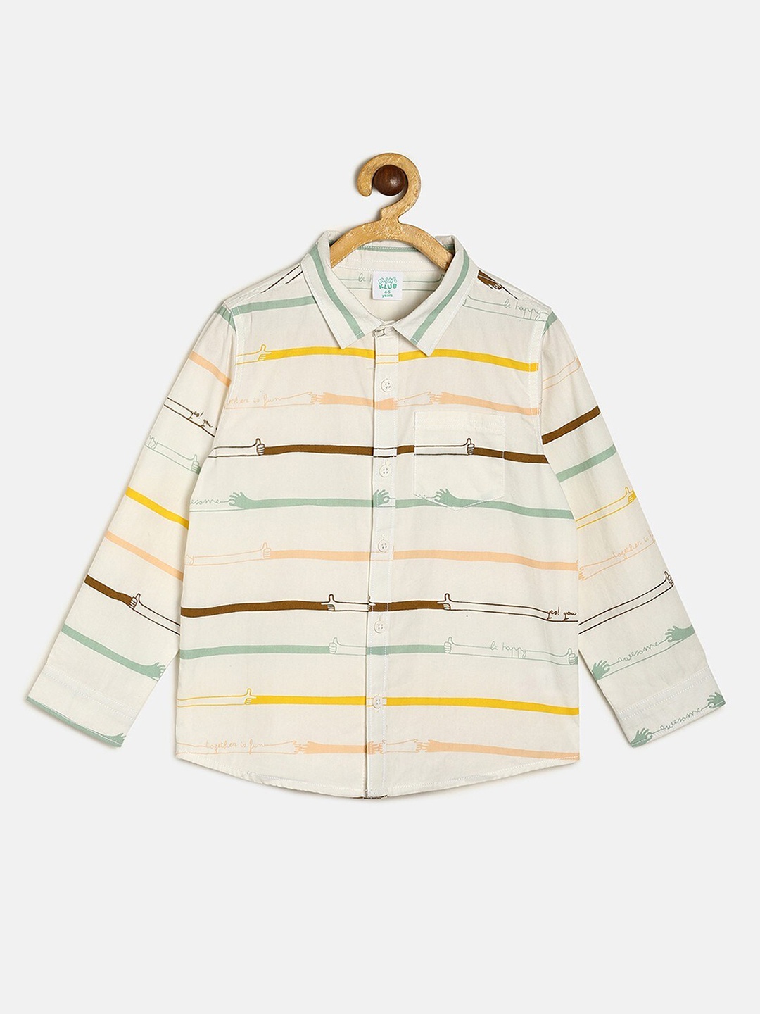 

MINI KLUB Boys Striped Casual Pure Cotton Shirt, Cream