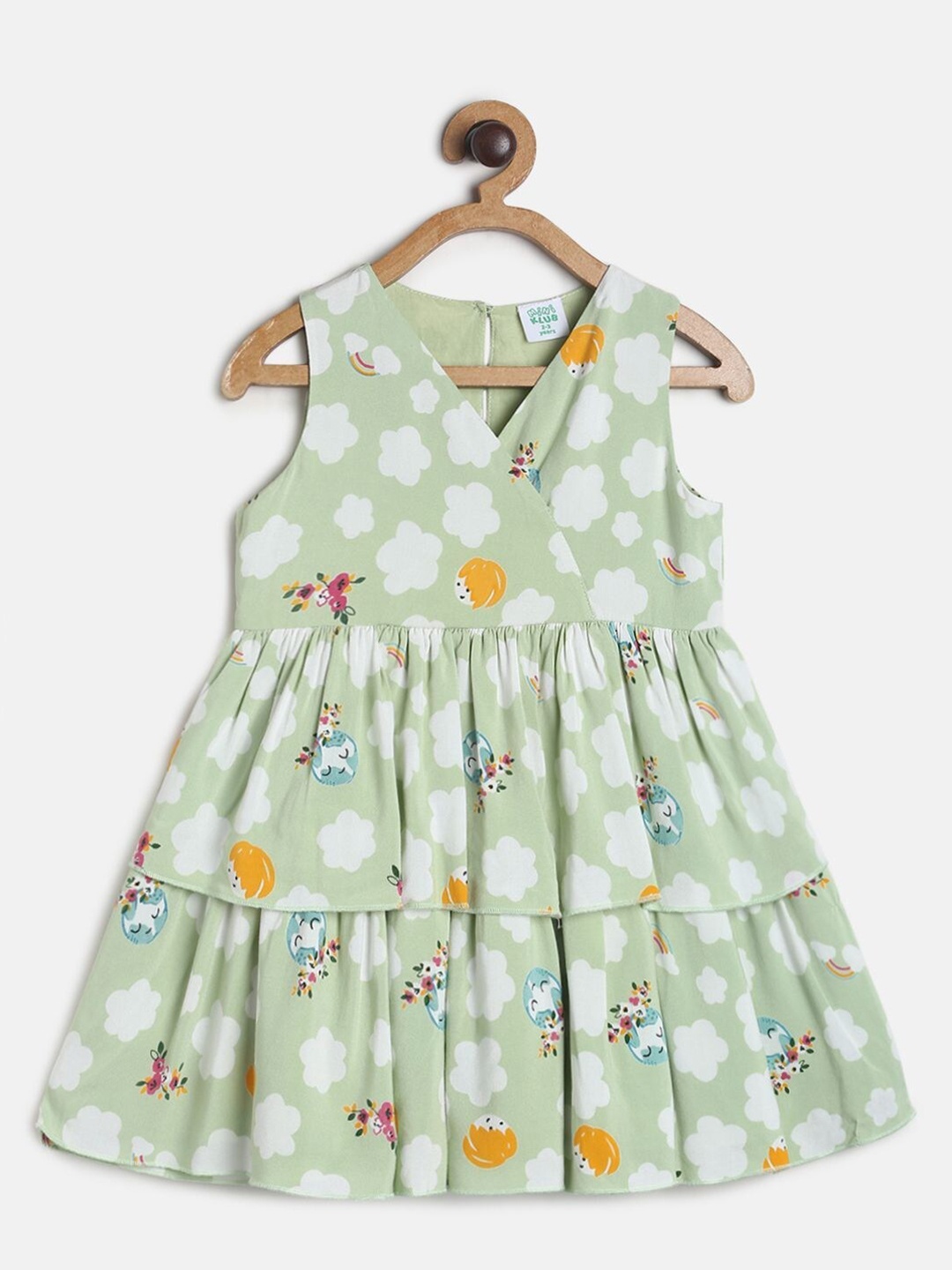 

MINI KLUB Infants Printed Layered Flared Dress, Green