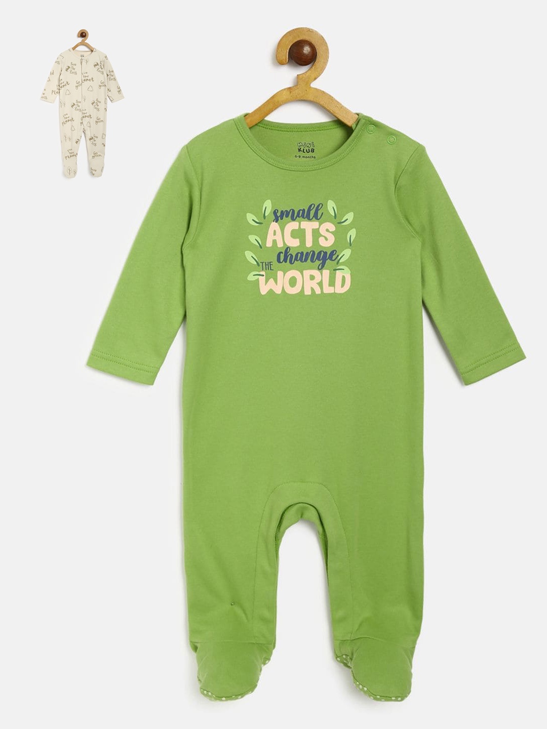 

MINI KLUB Infants Pack Of 2 Printed Sleepsuit, Green