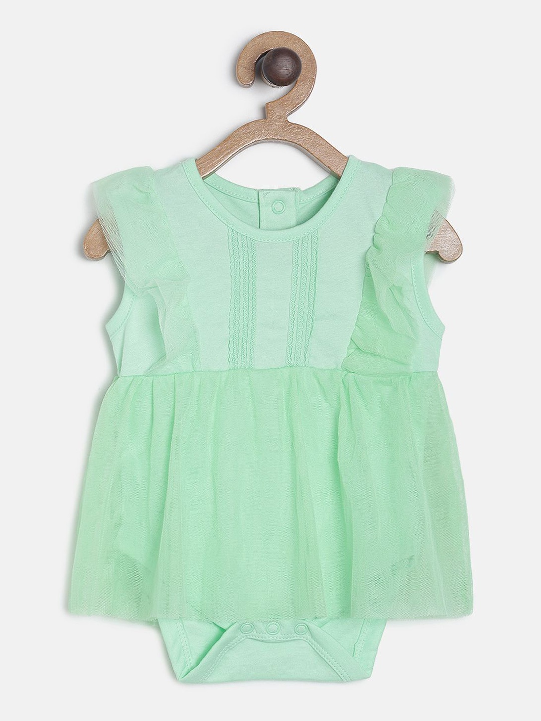 

MINI KLUB Infant Girls Pure Cotton Bodysuit With Headband, Green