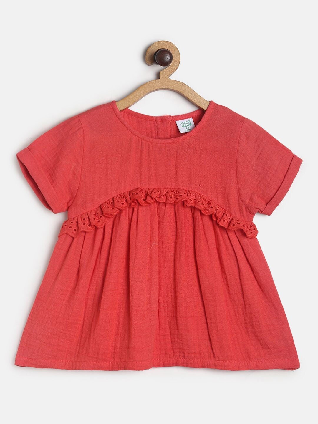 

MINI KLUB Girls Empire Pure Cotton Schiffli Top, Red