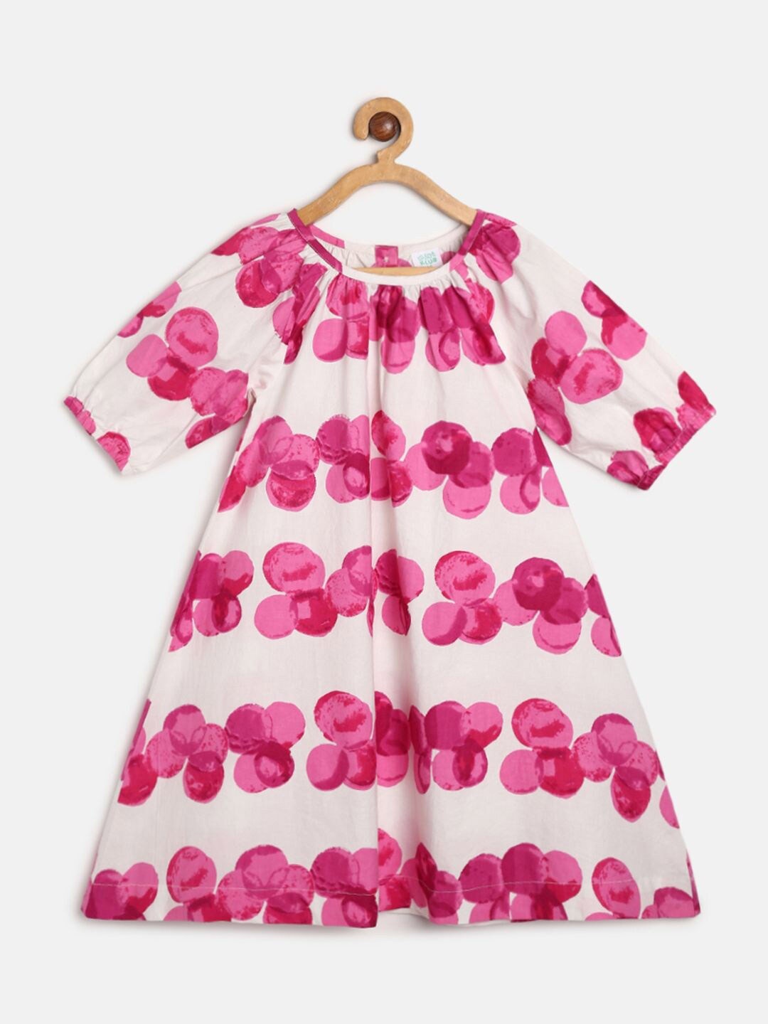 

MINI KLUB Girls Floral Printed A-Line Dress, Pink