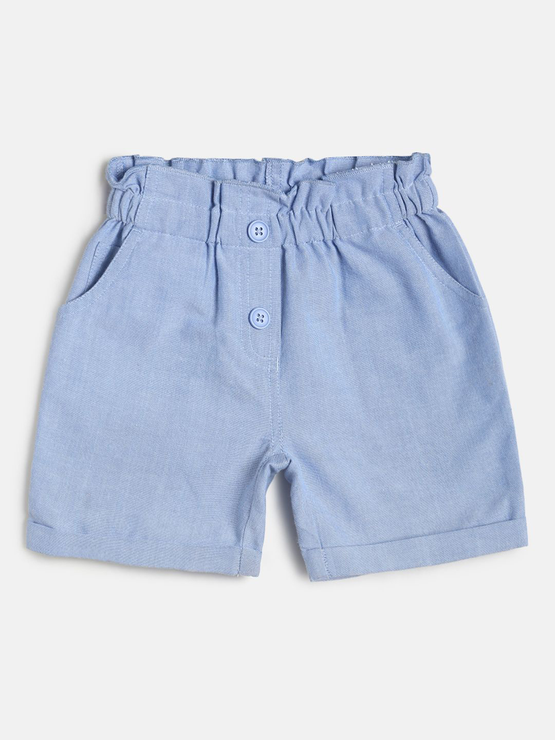 

MINI KLUB Girls Solid Mid Rise Pure Cotton Regular Shorts, Blue