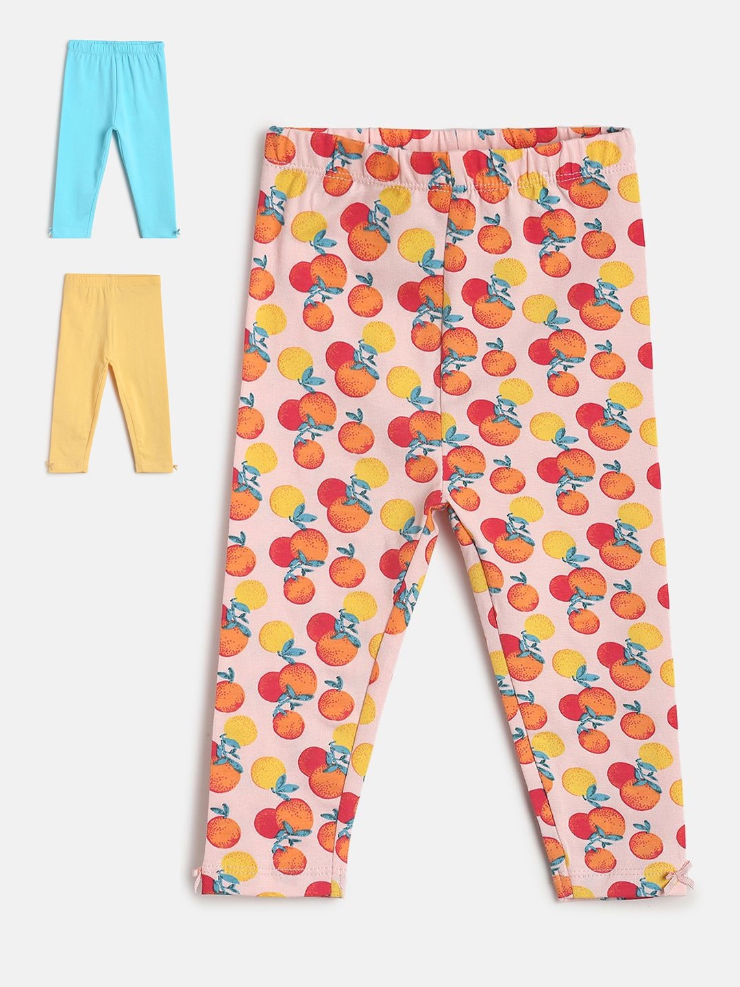 

MINI KLUB Infant-Girls Pack Of 3Printed Ankle-Length Leggings, Yellow