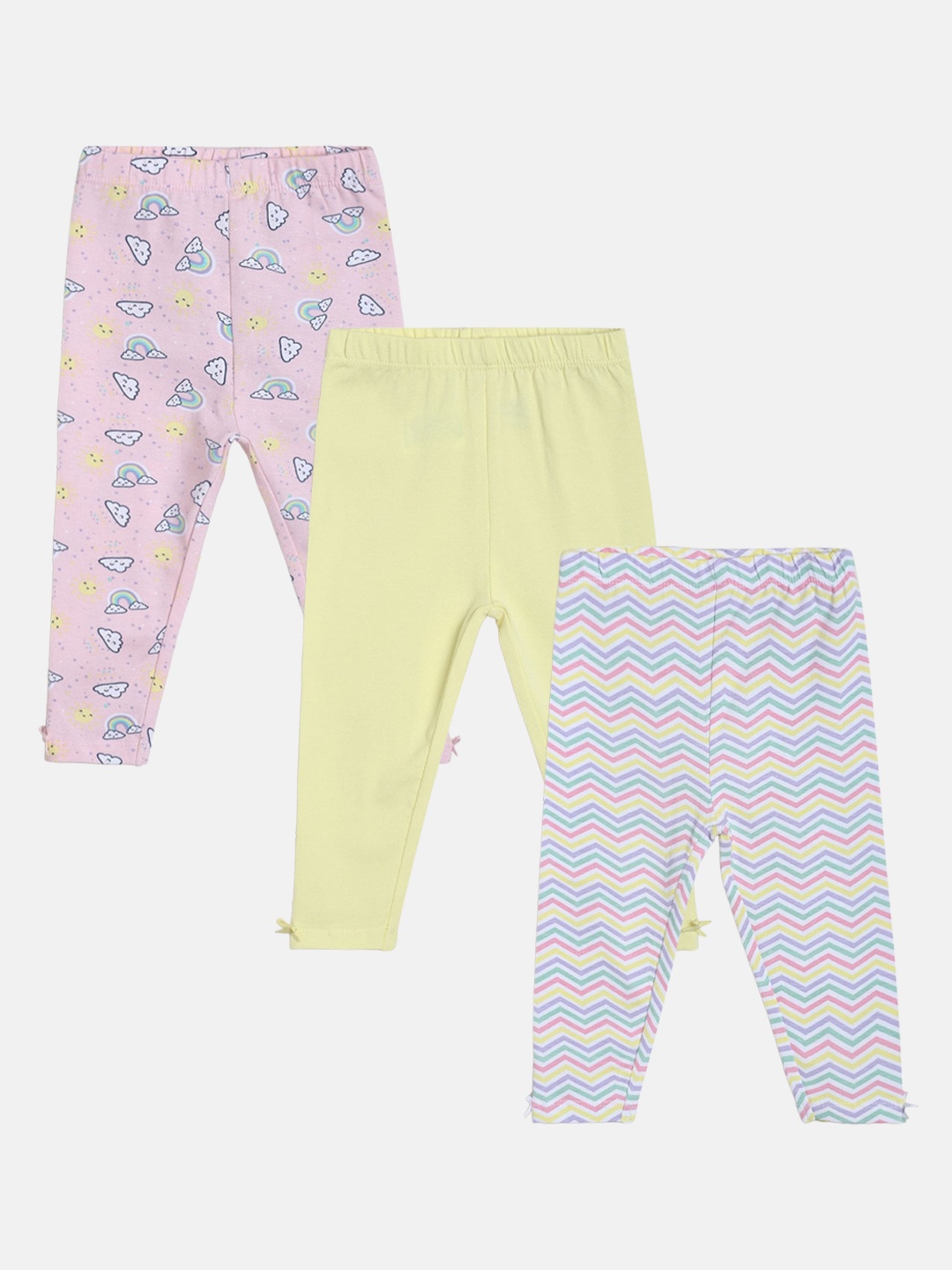 

MINI KLUB Infant-Girls Pack Of 3 Printed Ankle-Length Leggings, Yellow