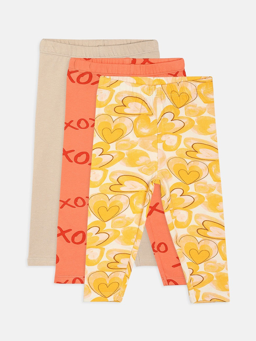 

MINI KLUB Infant-Girls Pack Of 3 Printed Ankle-Length Leggings, Yellow