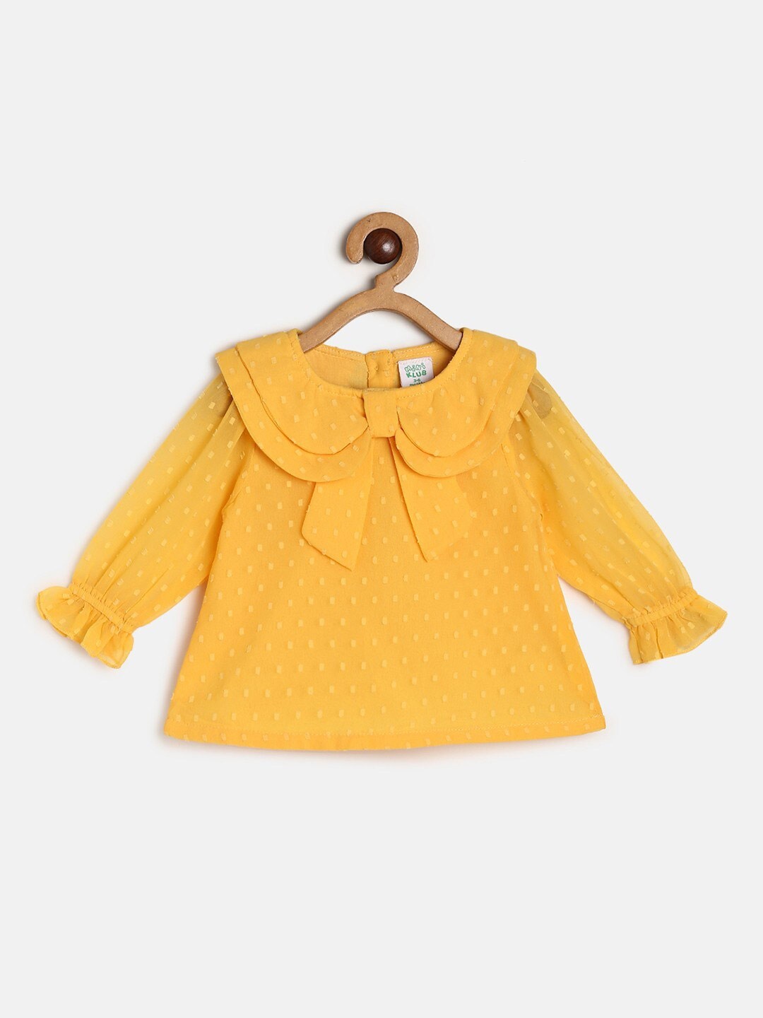 

MINI KLUB Girls Tie-Up Neck Cotton Top, Yellow