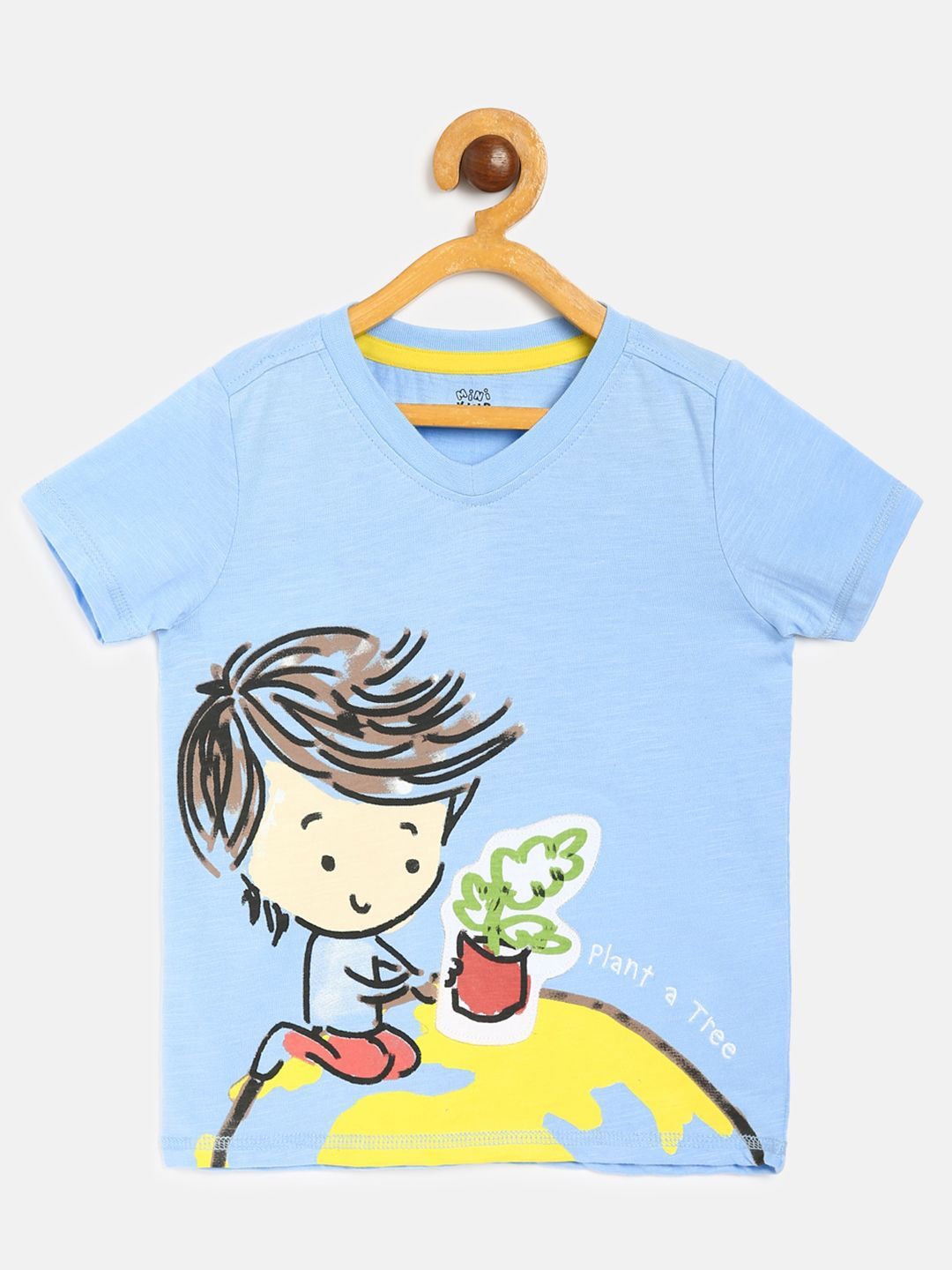 

MINI KLUB Boys Graphic Printed Pure Cotton T-shirt, Blue
