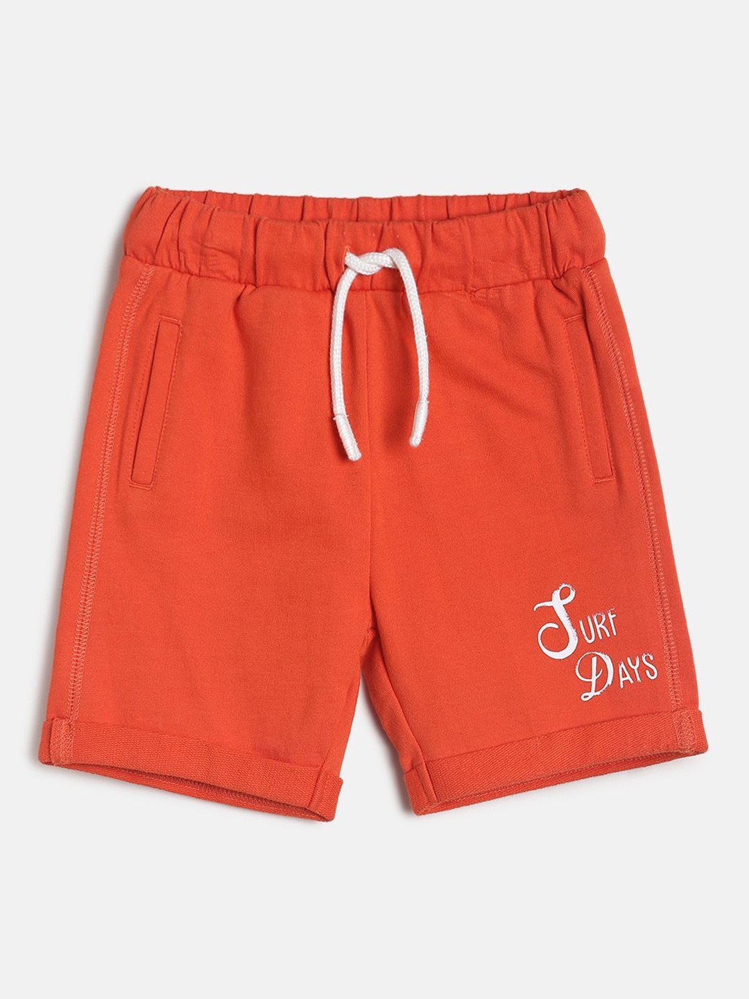 

MINI KLUB Boys Pure Cotton Regular Fit Mid-Rise Shorts, Orange