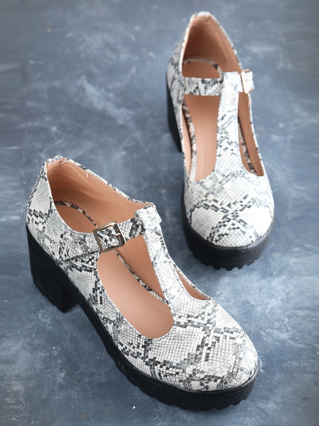 

Moonwalk Printed Platform Heel Pumps, Grey