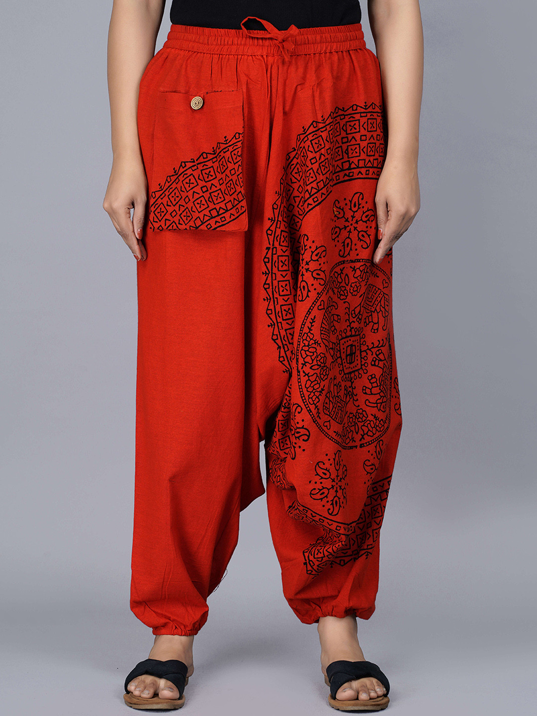 

KALINI Women Printed Loose-Fit Dhoti Pants, Red