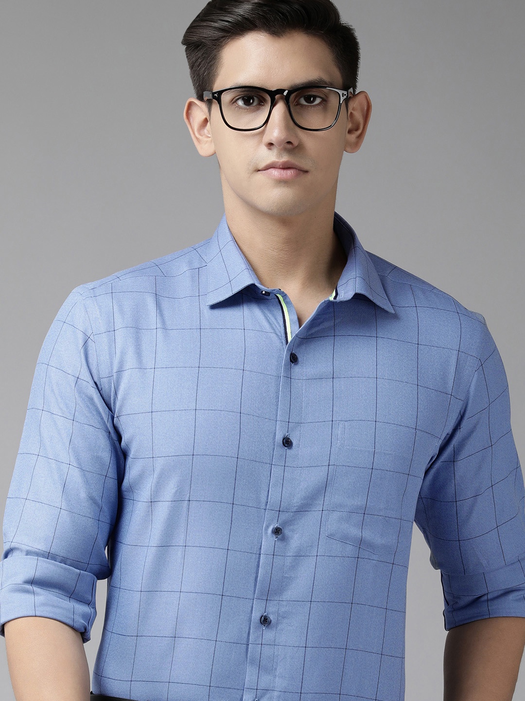 

Park Avenue Slim Fit Checked Formal Shirt, Blue