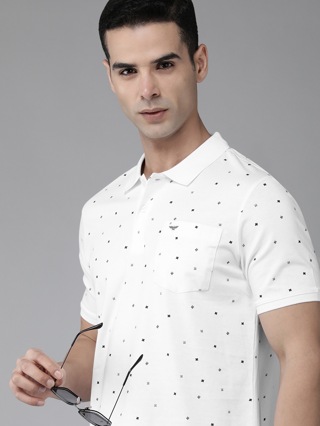 

Park Avenue Self-Design Pure Cotton Slim Fit Polo T-shirt, White