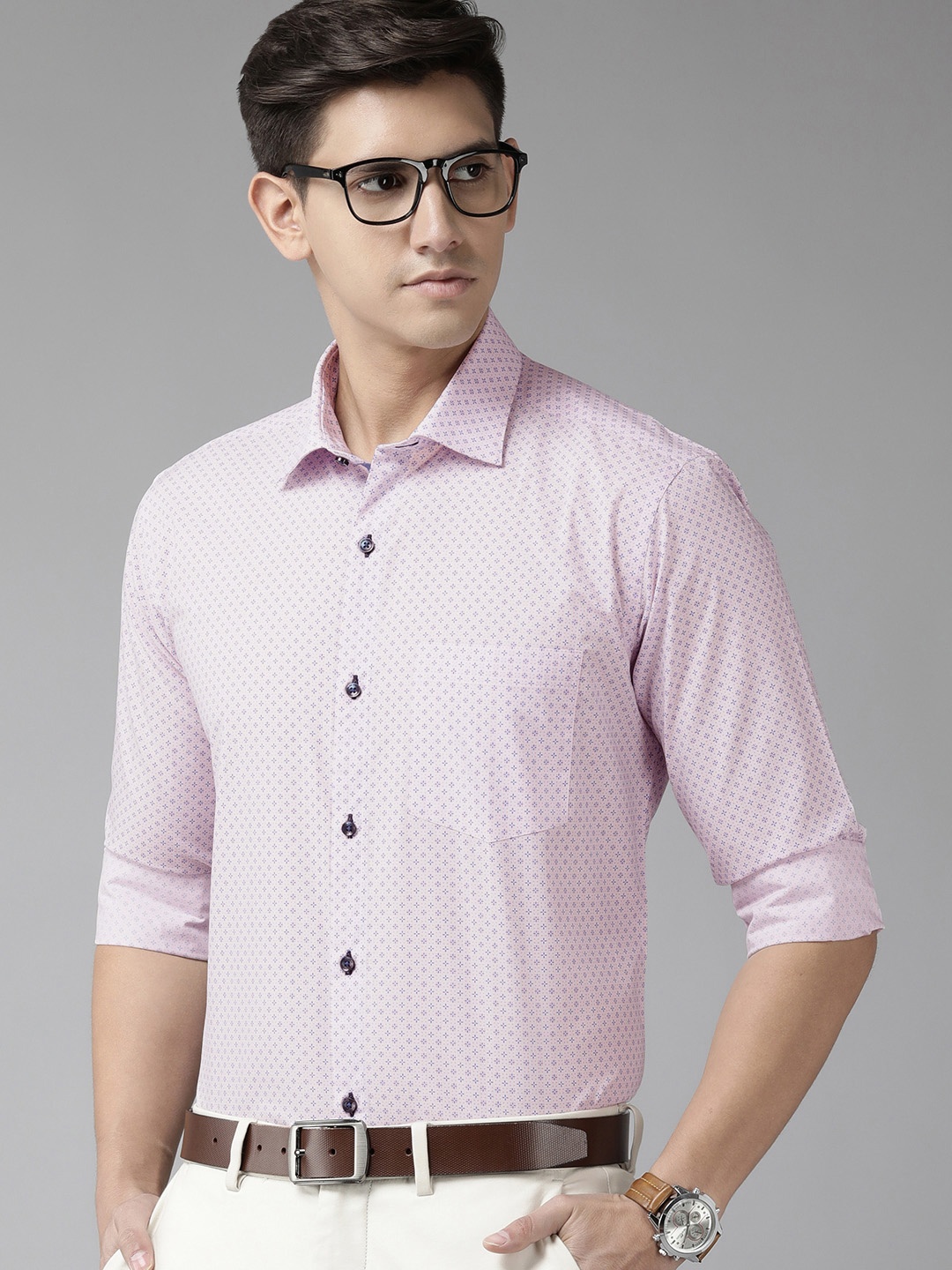 

Park Avenue Slim Fit Printed Formal Shirt, Pink