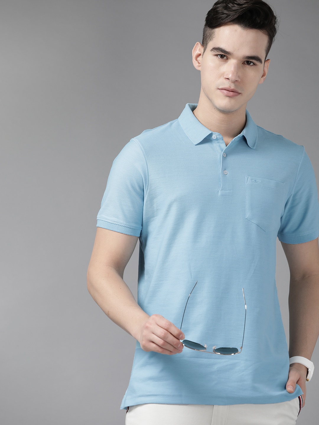 

Park Avenue Polo Collar Pure Cotton Slim Fit T-shirt, Blue
