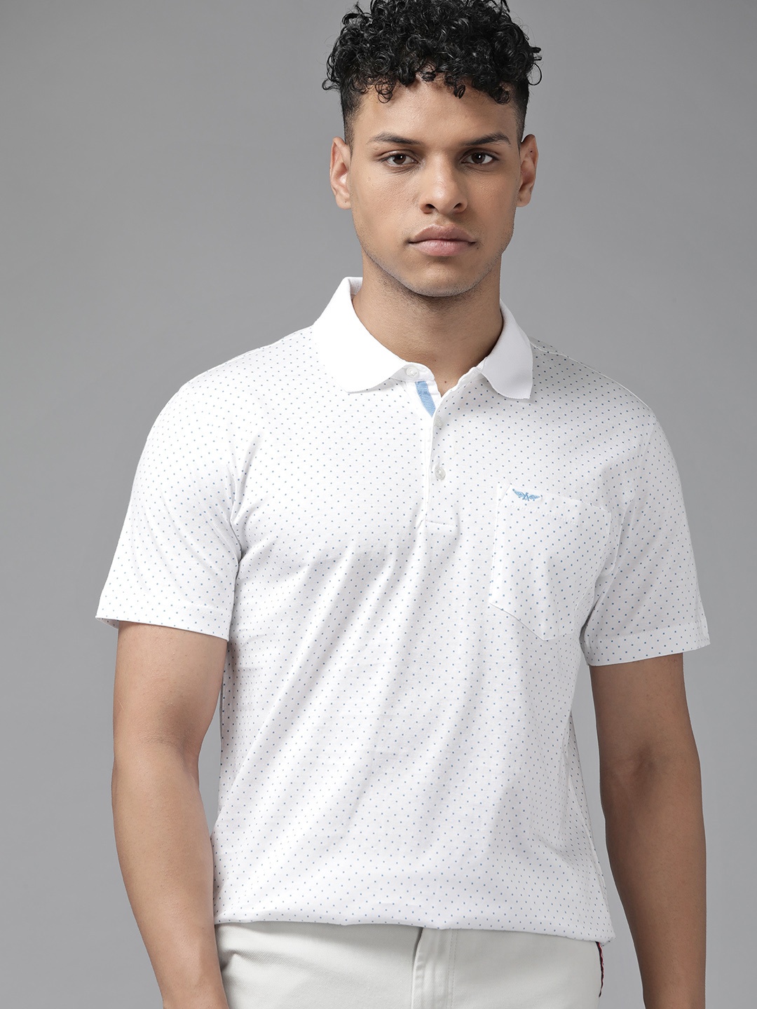 

Park Avenue Printed Polo Collar Pure Cotton Slim Fit T-shirt, White