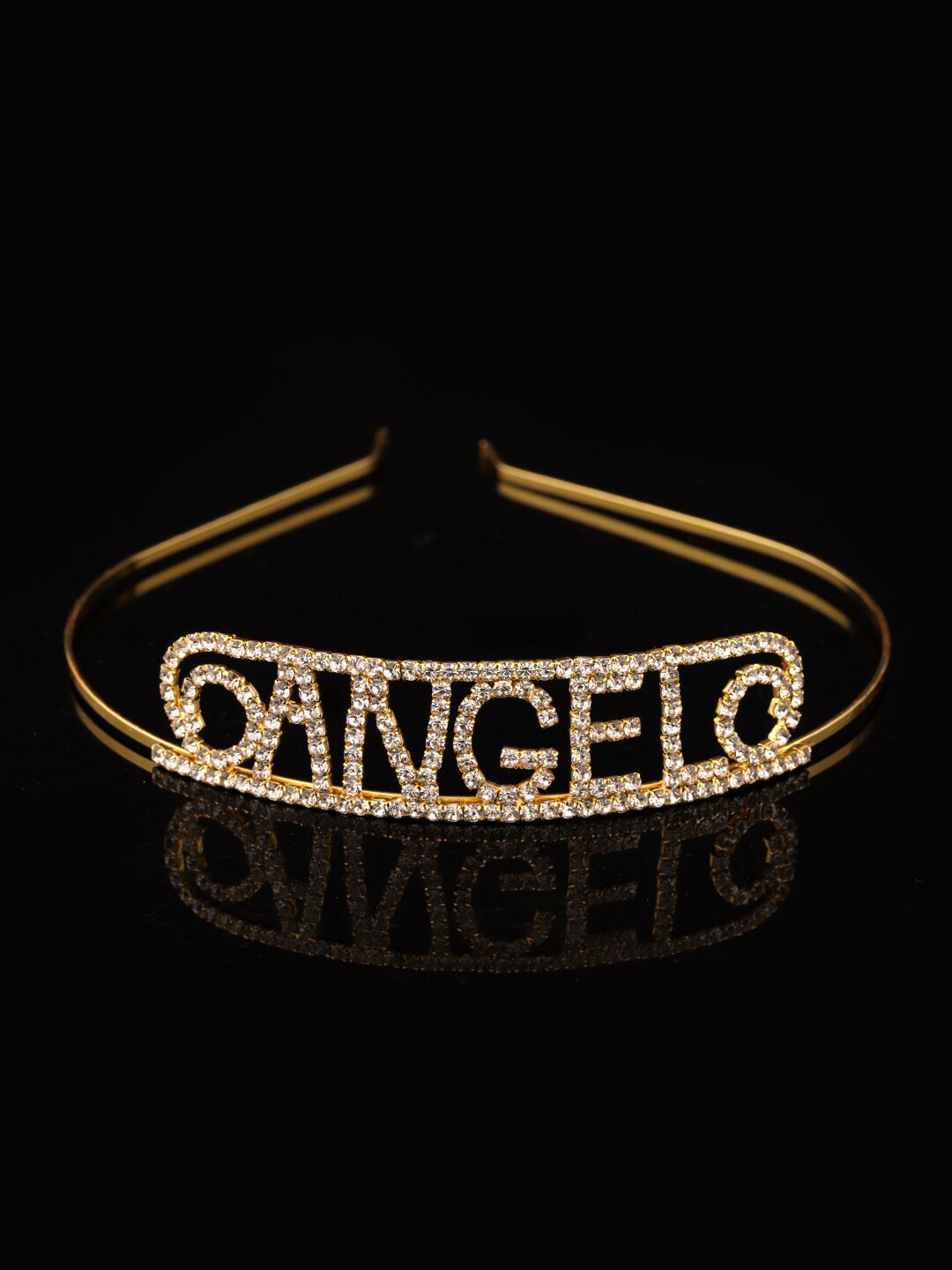 

Sanjog Girls Gold-Toned & White Embellished Angel Crown Hairband Tiara