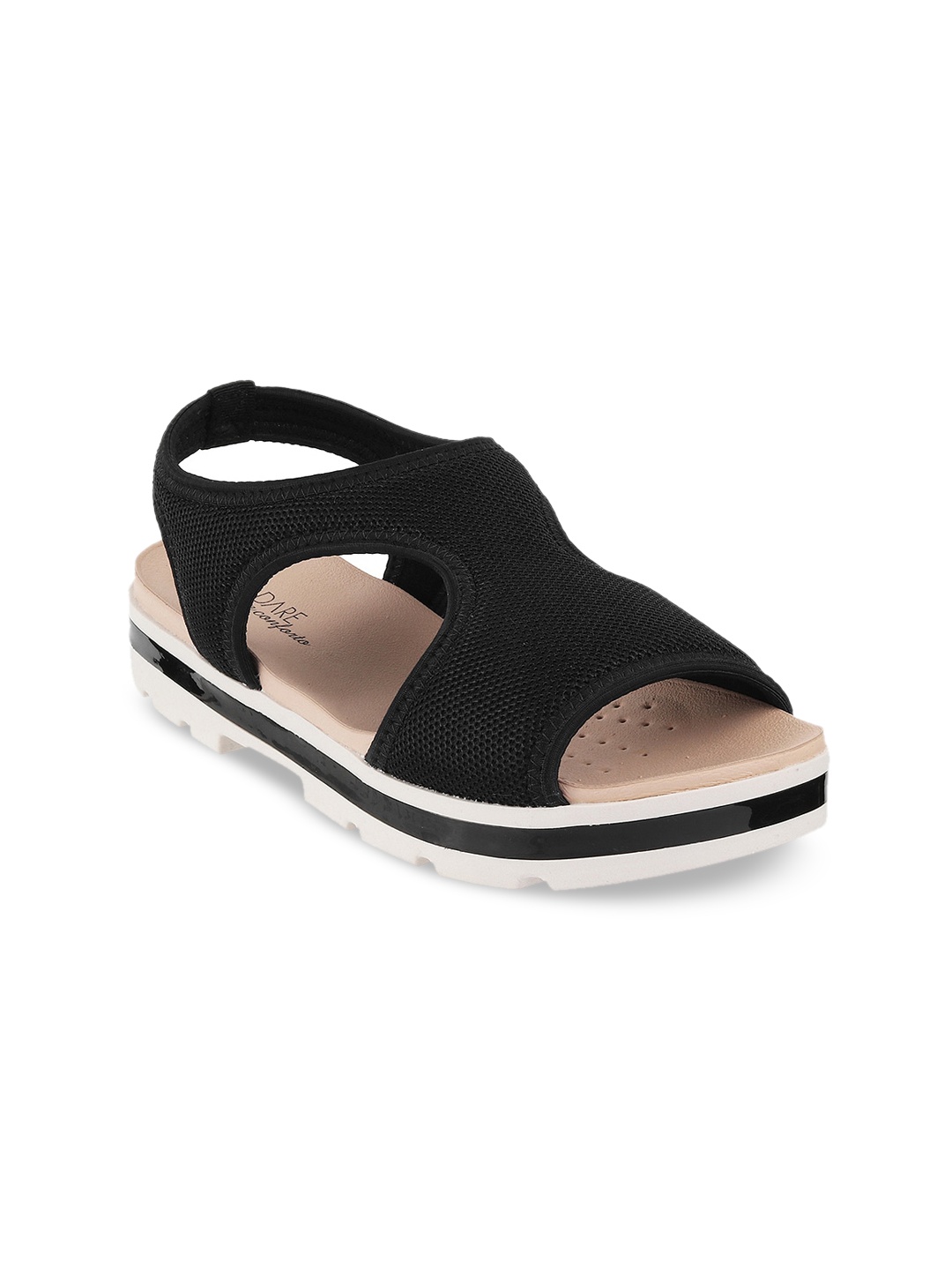 

MODARE Women Mesh Open Toe Flats, Black