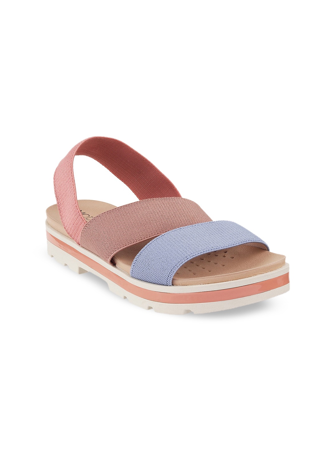 

MODARE Women Fabric Colourblocked Open Toe Flats, Blue