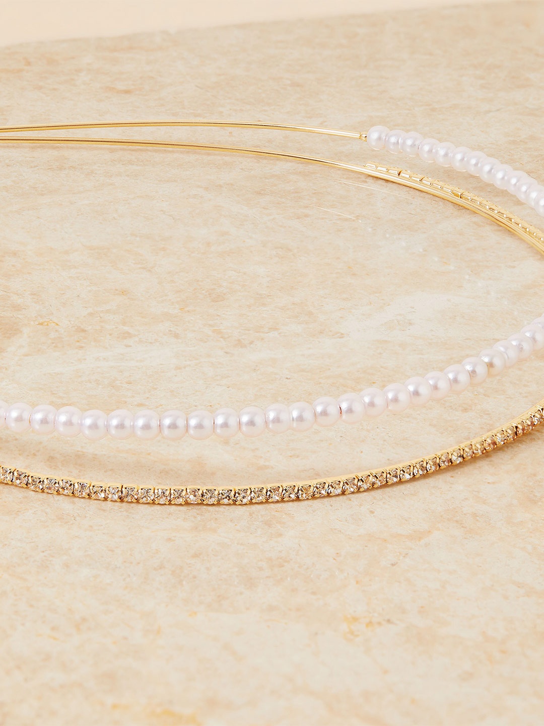 

Accessorize Women Pearl Double Band Pearl & Diamante Alice Hairband, Off white