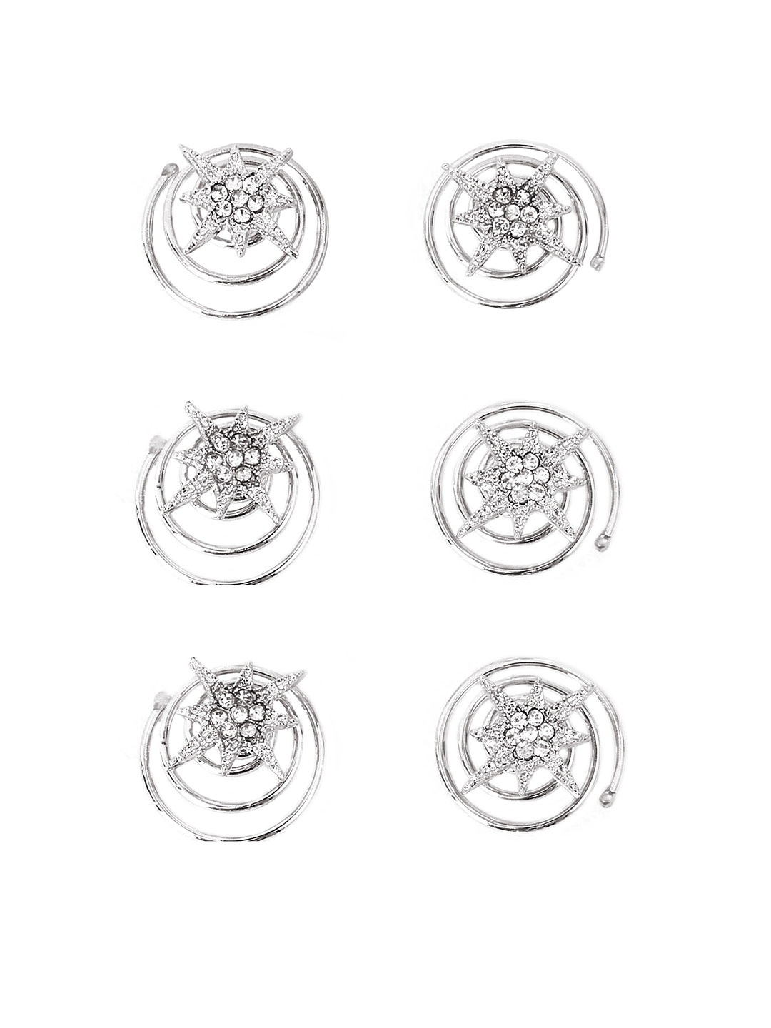 

Accessorize Women Set of 6 Twist Stars Slide Hair Clip, Silver