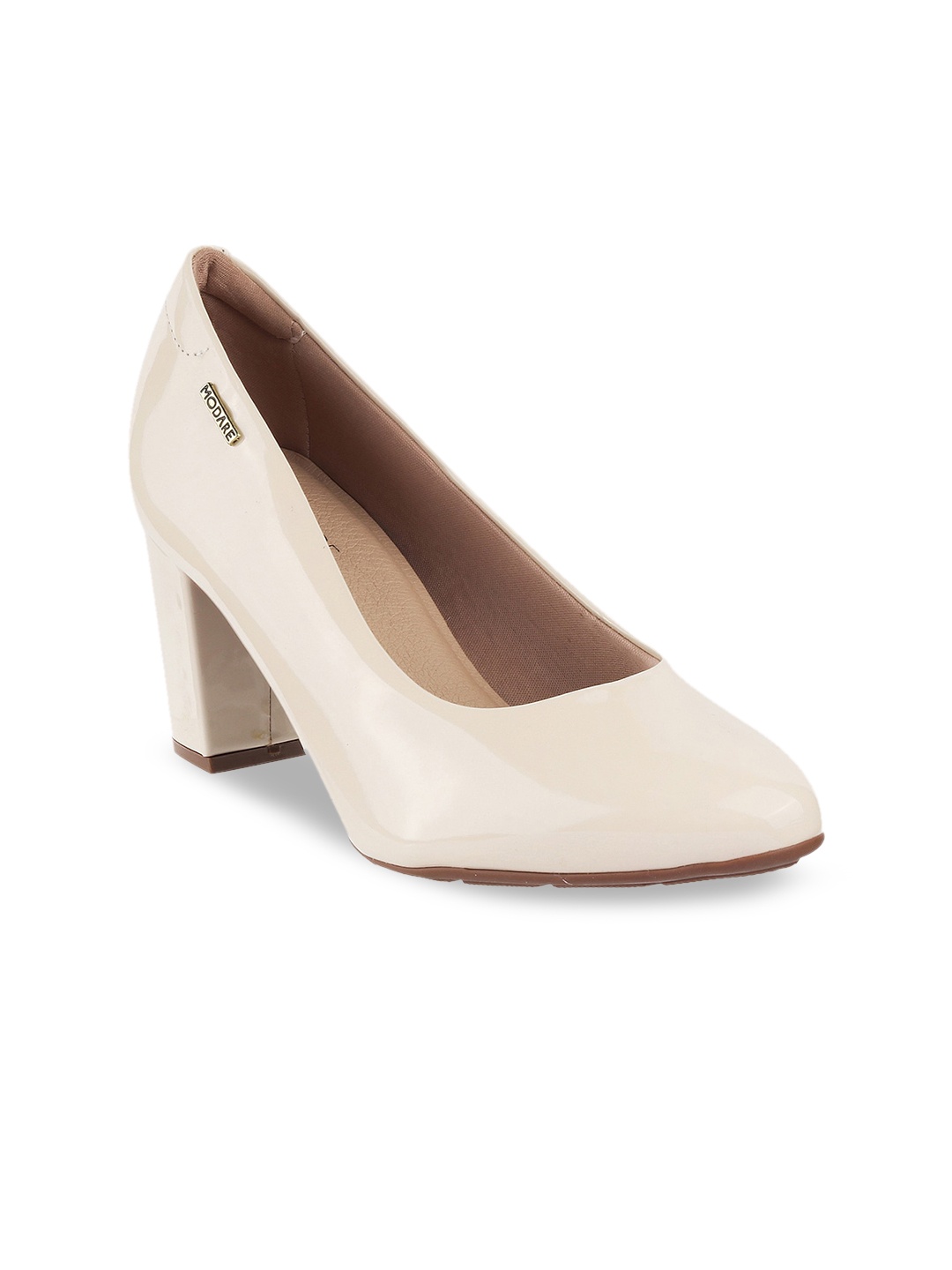 

MODARE Pointed Toe Block Heel Pumps, Cream