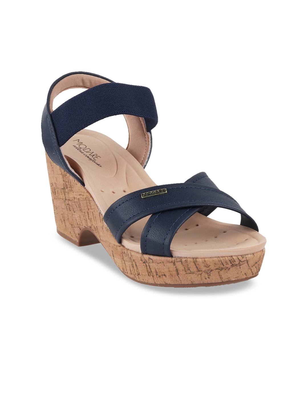 

MODARE Ankle Loop Platform Heels, Navy blue