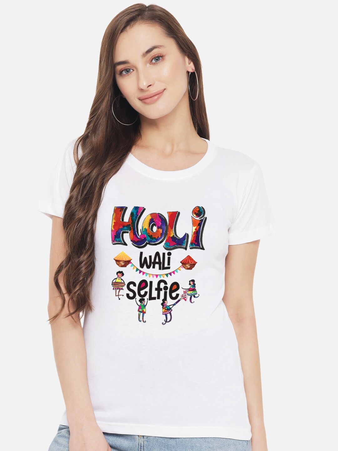 

FFLIRTYGO Women Typography Printed Cotton T-shirt, White