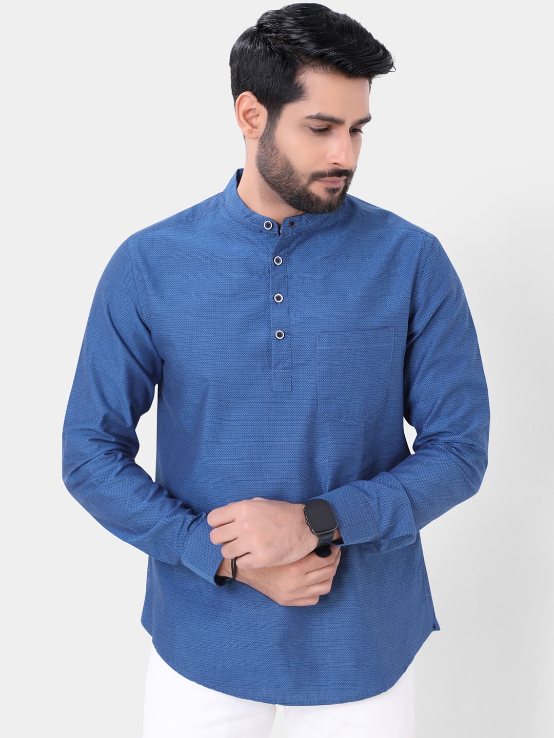 

VASTRADO Men Printed Cotton Kurta, Blue
