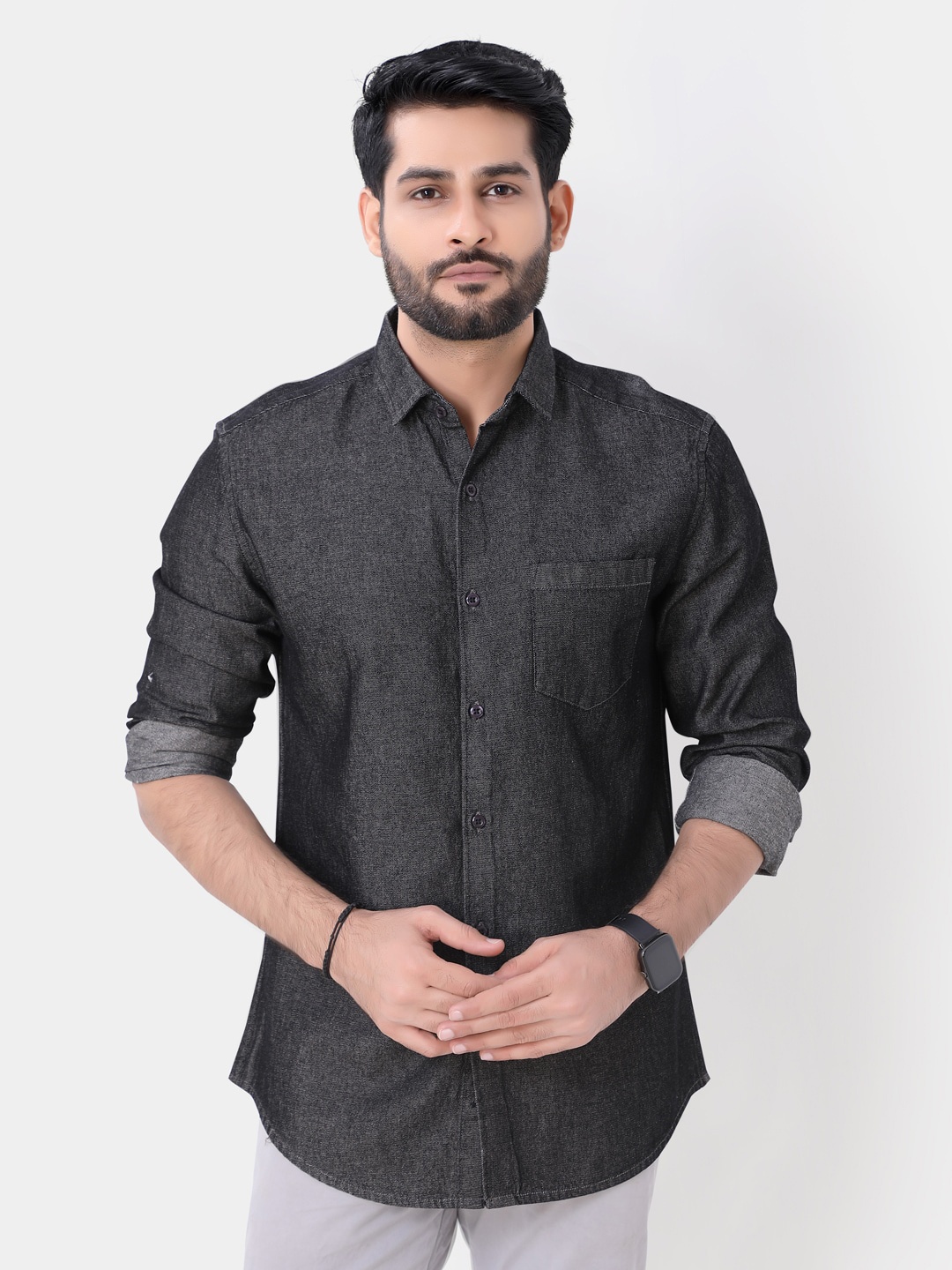 

VASTRADO Men Cotton Casual Shirt, Charcoal