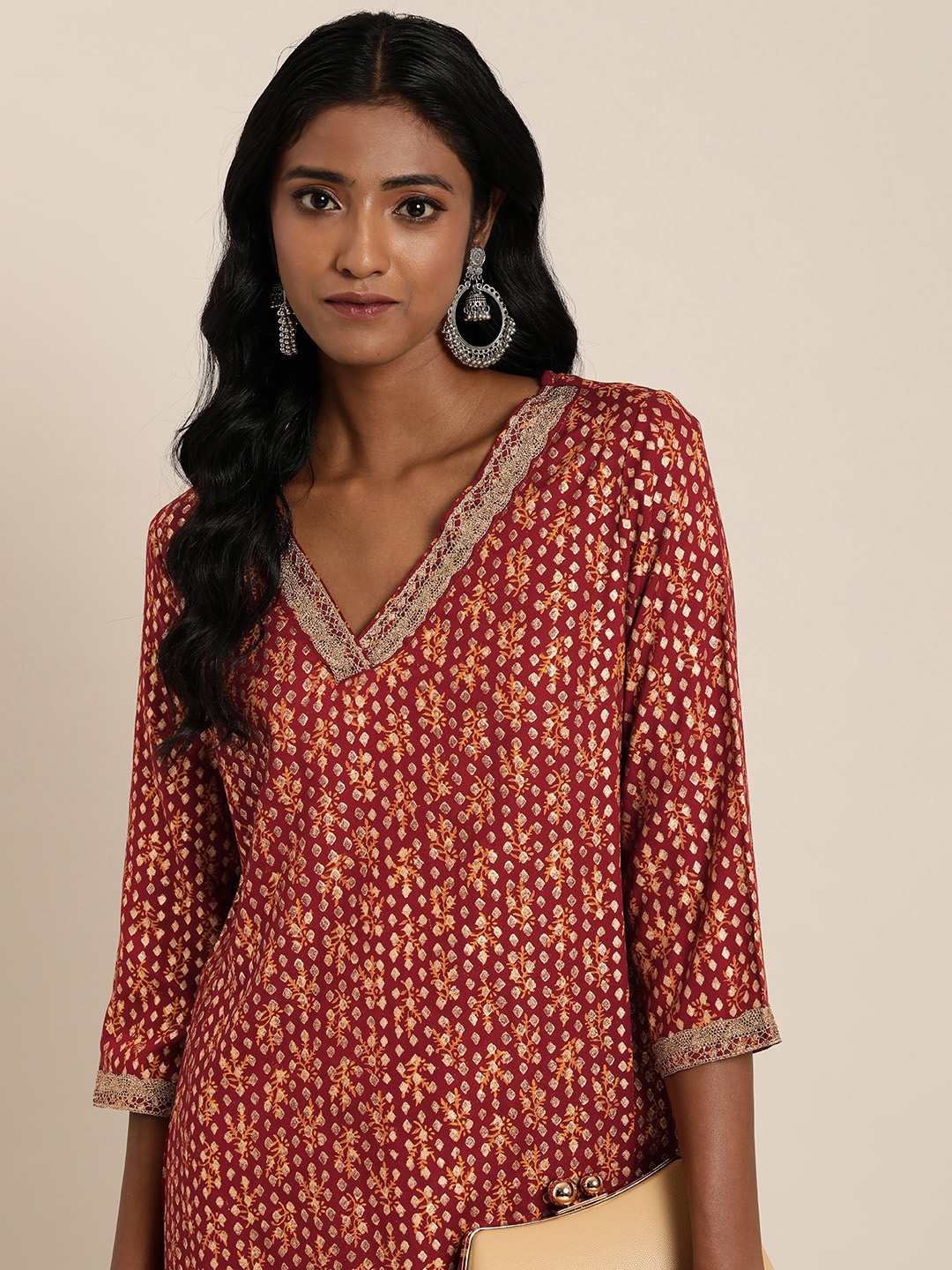 

Taavi Rangotsav Ethnic Motifs Printed Kurta, Maroon