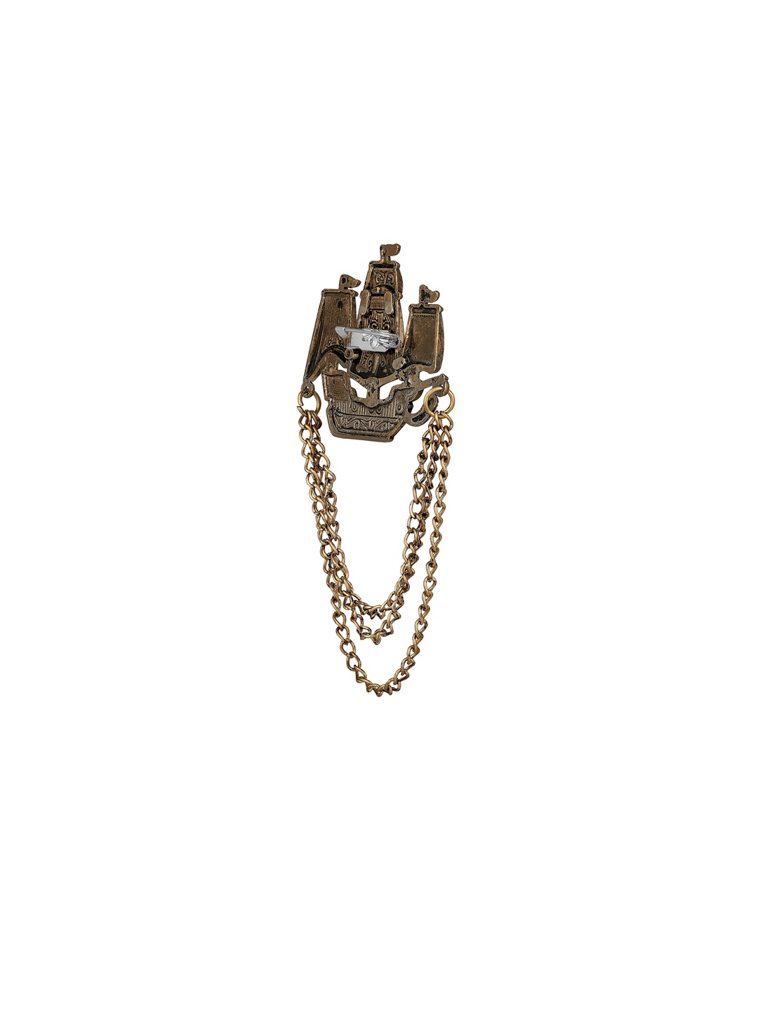 

Mahi Men Alloy Ship Chain Sherwani Brooch, Gold