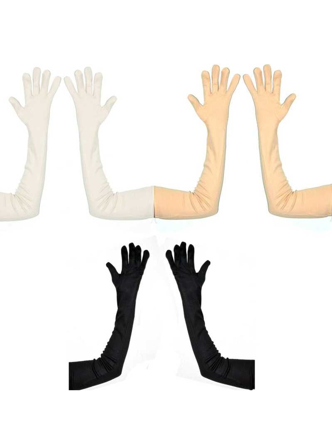 

Aadikart Pack Of 3 Cotton Sun Protection Full Hand Gloves, Black