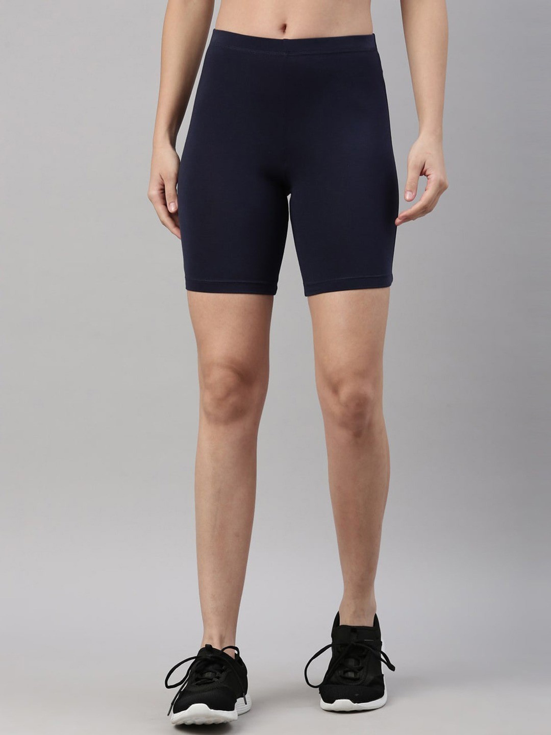

TWIN BIRDS Women Slim Fit Pure Cotton Sports Shorts, Navy blue