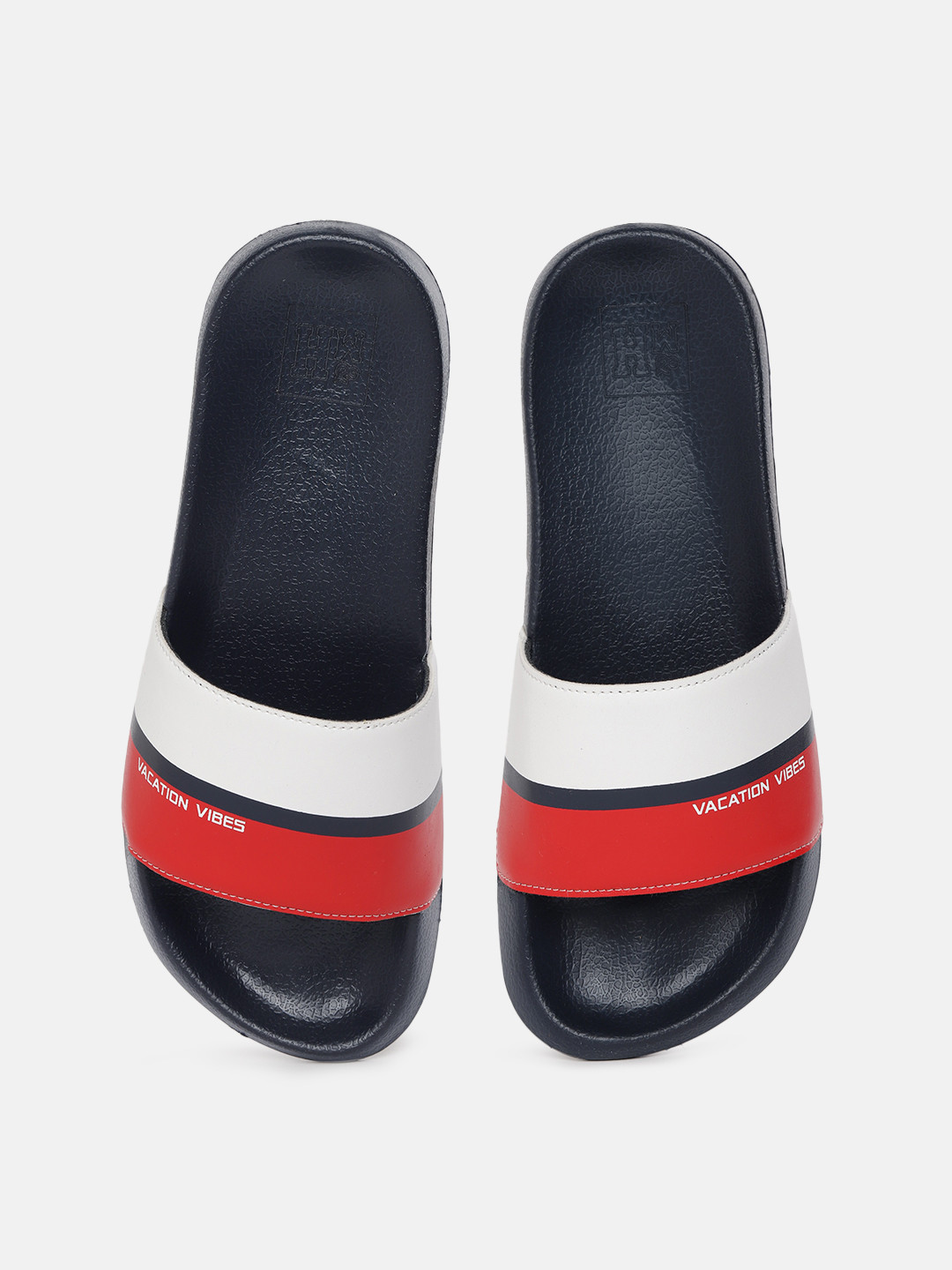 

Mast & Harbour Men Striped Sliders, Red