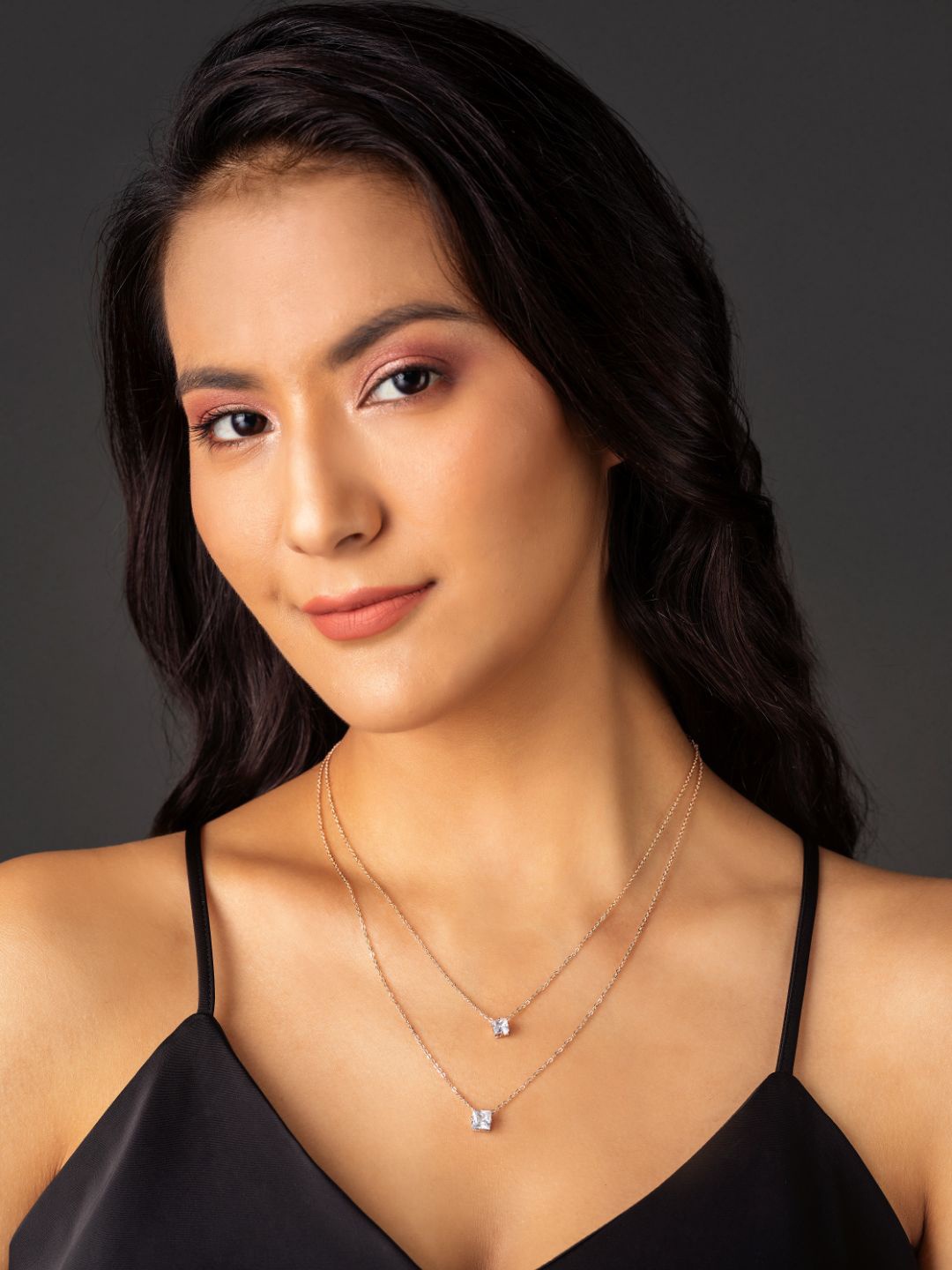 

Priyaasi Women Rose Gold-Plated AD-Studded Layered Necklace, White