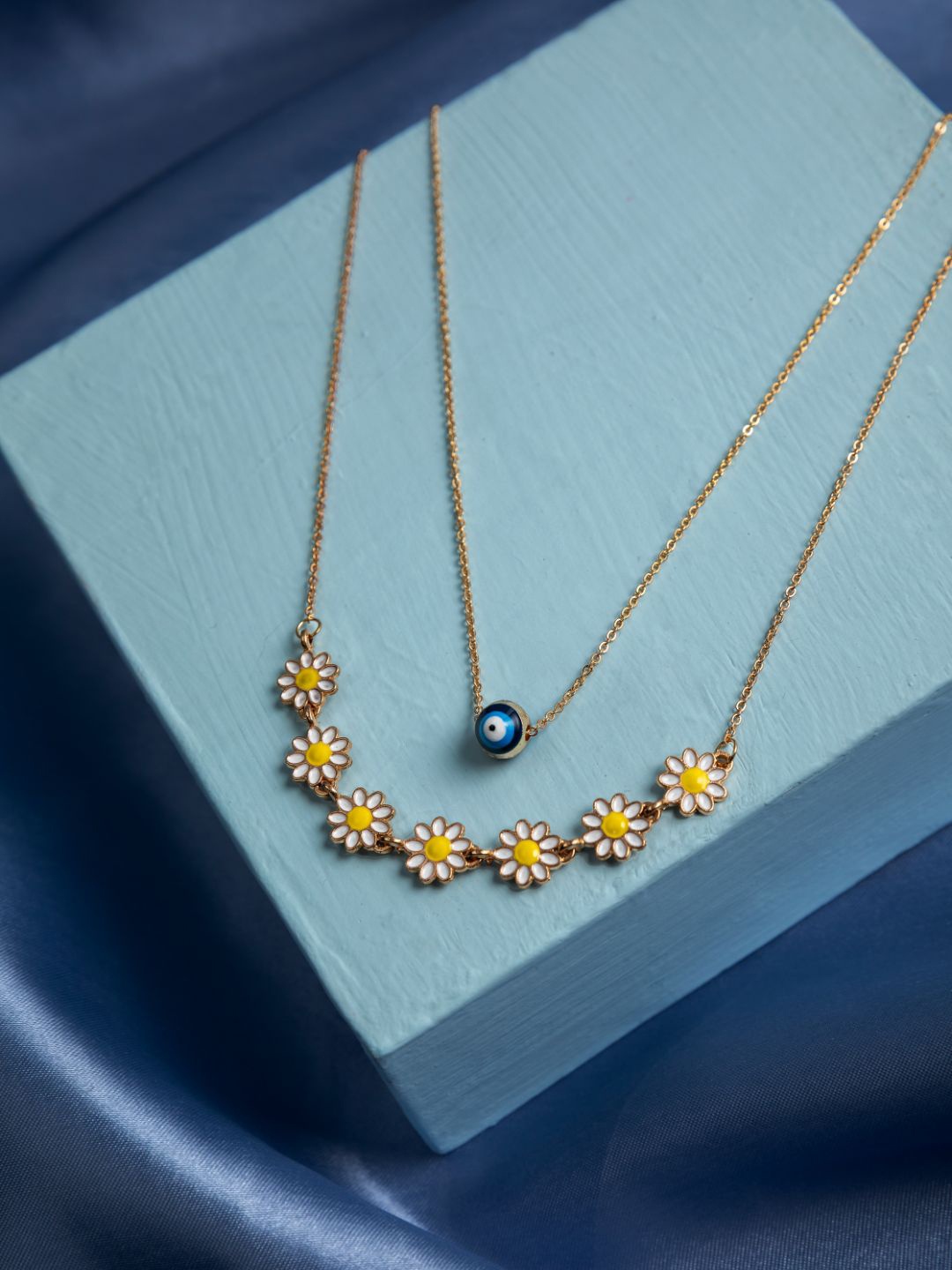 

Priyaasi Gold-Plated Layered Evil Eye Necklace, Blue