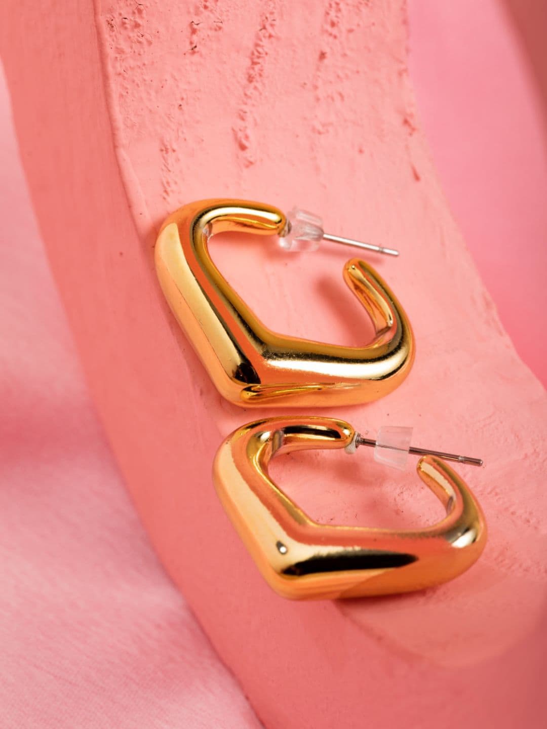 

Priyaasi Gold-Plated Contemporary Half Hoop Earrings