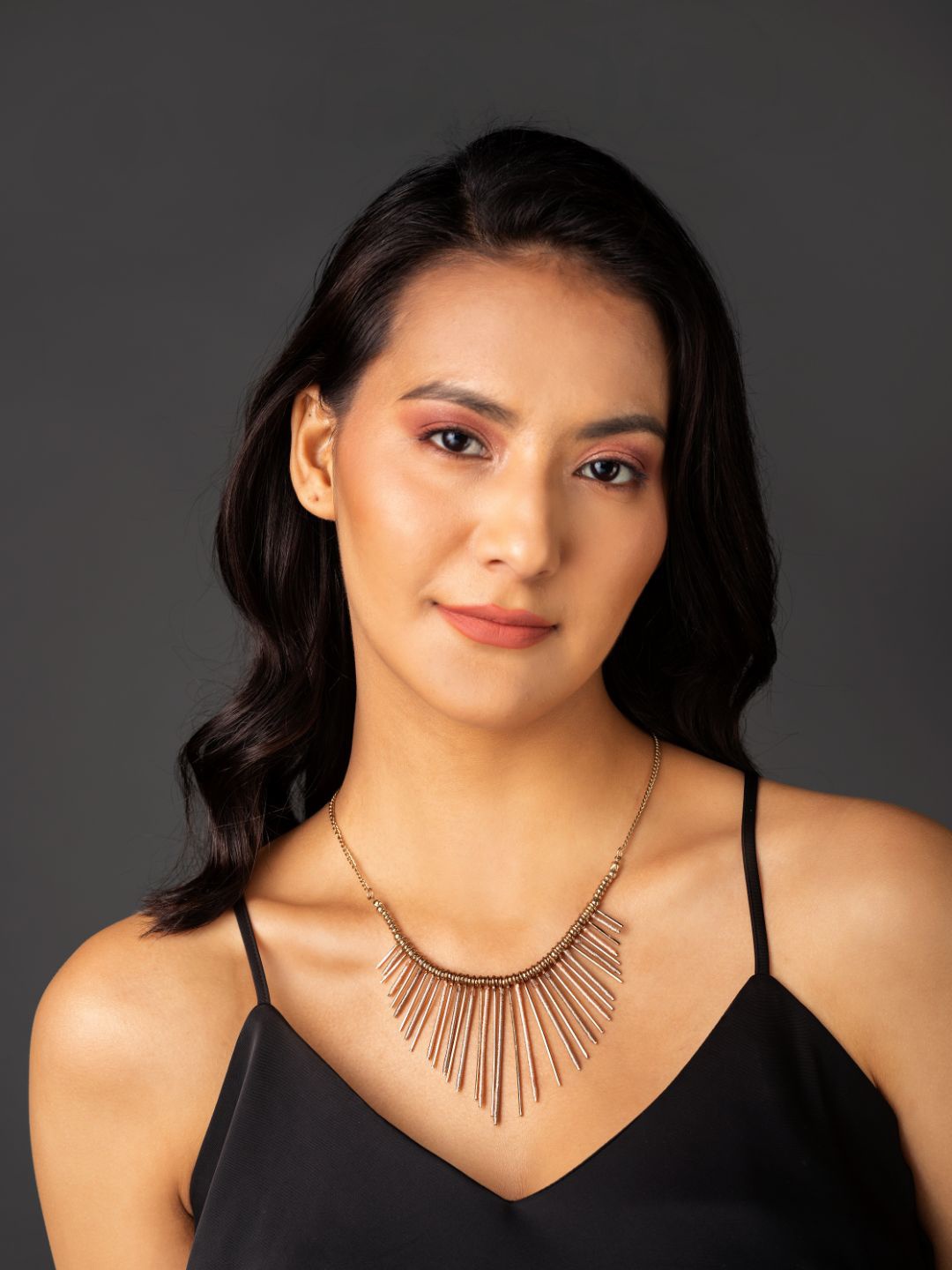

Priyaasi Gold-Plated Beaded Spike Rings Necklace, Beige