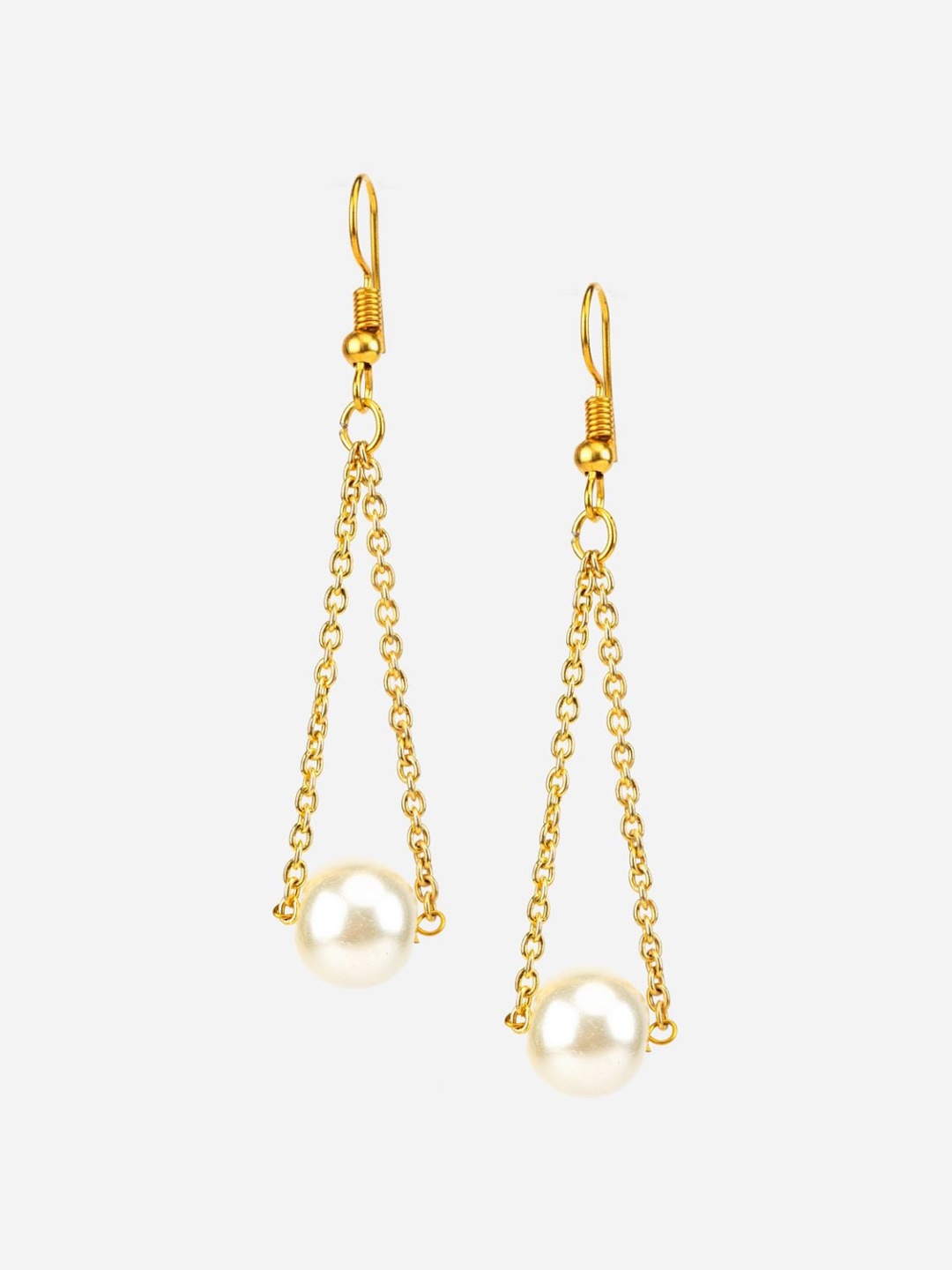 

Priyaasi Gold-Plated Beaded Contemporary Drop Earrings, White