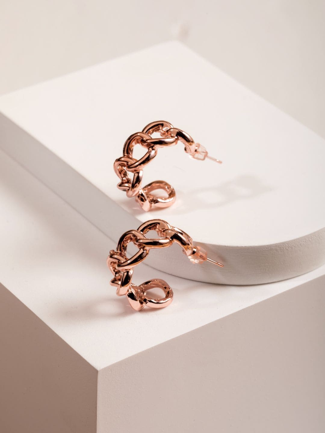 

Priyaasi Rose Gold-Plated Contemporary Half Hoop Earrings