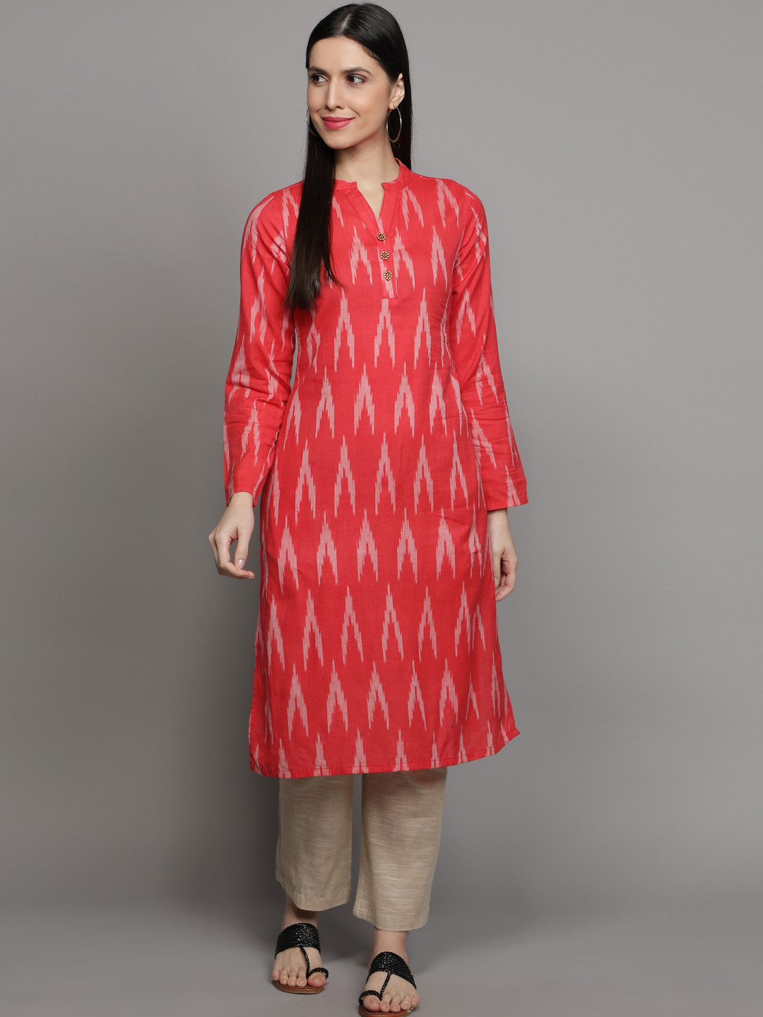 

Cot'N Soft Women Geometric Printed Pure Cotton Kurta, Red