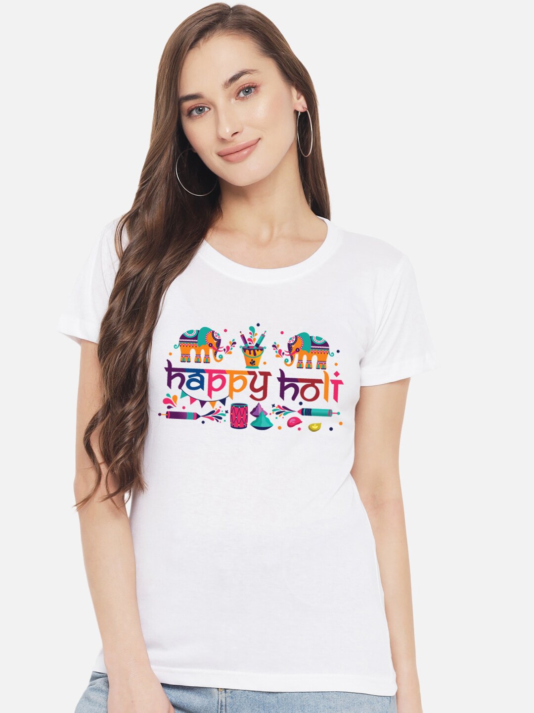 

FFLIRTYGO Women Typography Printed Pure Cotton T-shirt, White